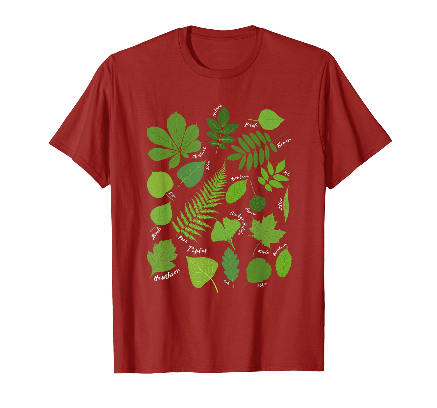 Different Types of Tree Leaves Common Leaves Nature Lovers T-Shirt