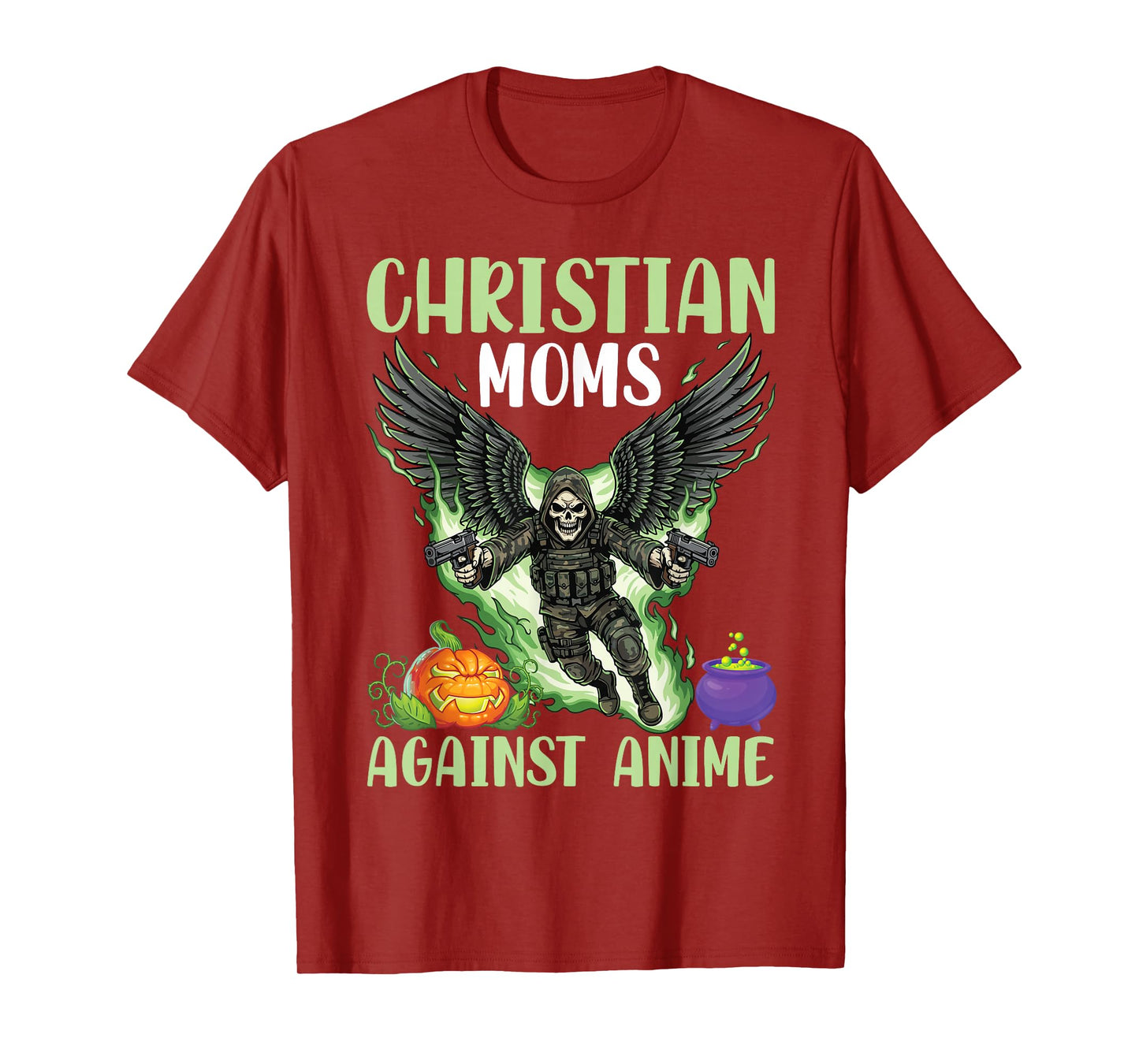 Christian Moms Against Anime Skeleton Angel Wings Pumpkin T-Shirt