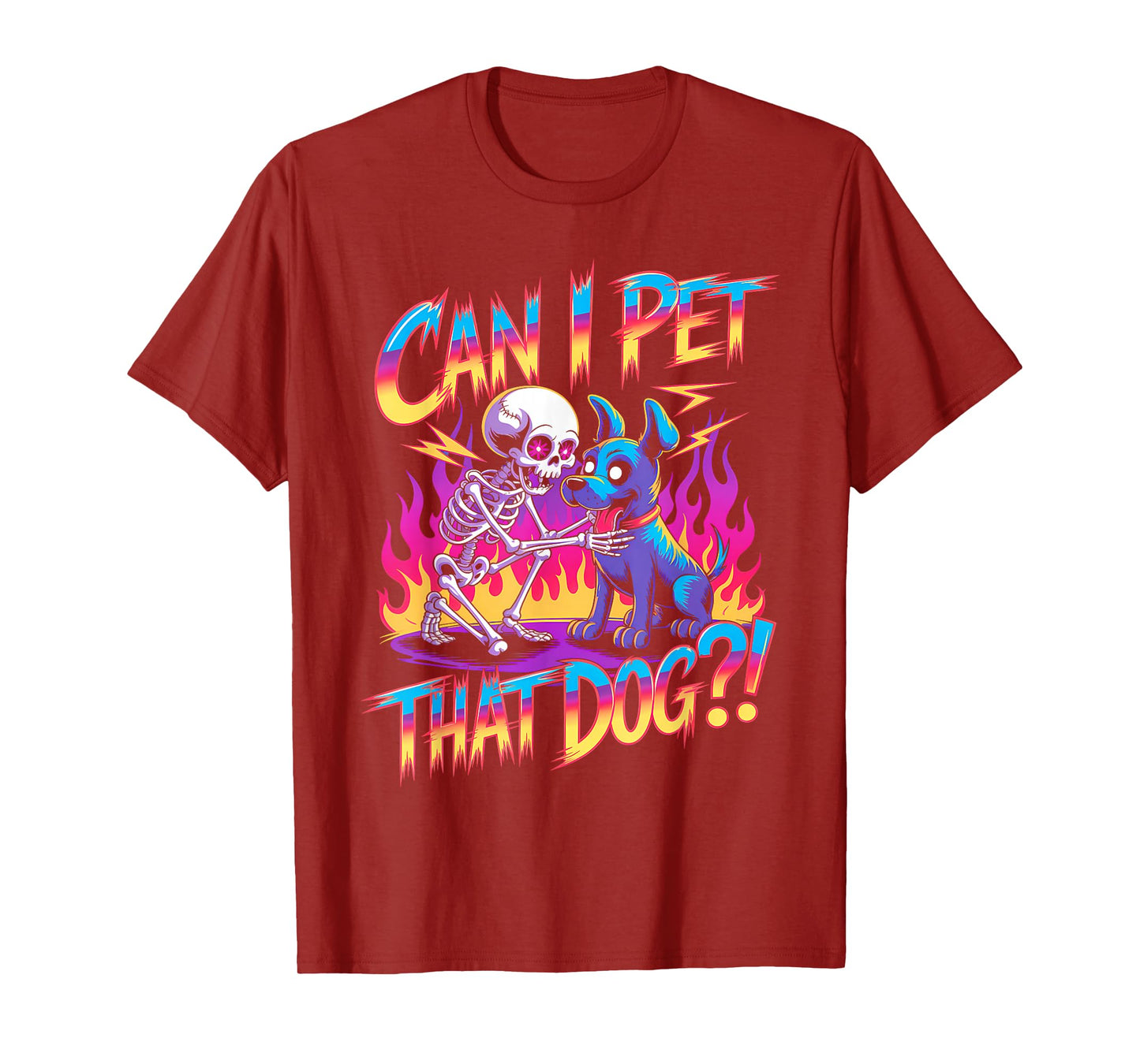 Can I Pet That Dog?! Funny Skeleton Halloween Bootleg T-Shirt