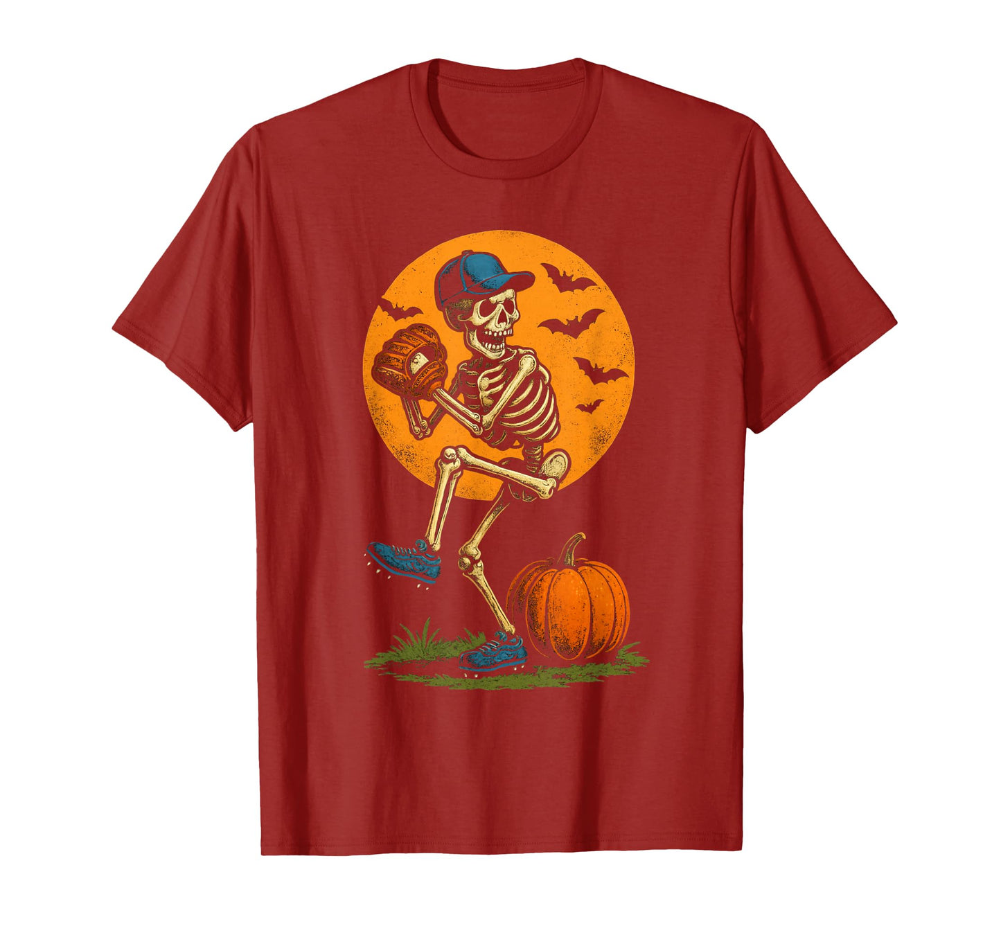 Skeleton Baseball Pitcher Funny Halloween Baseball Lover T-Shirt