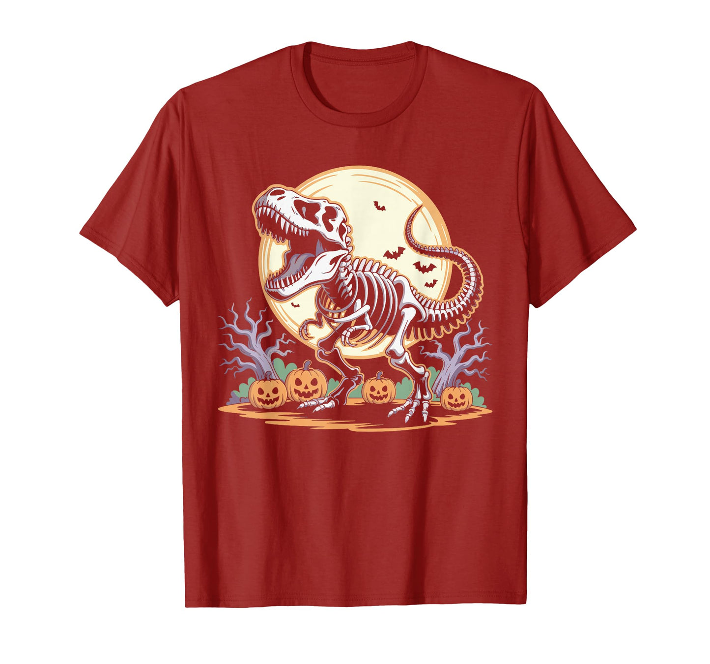 T Rex Skeleton Dinosaur Pumpkin Spooky Halloween Costume T-Shirt