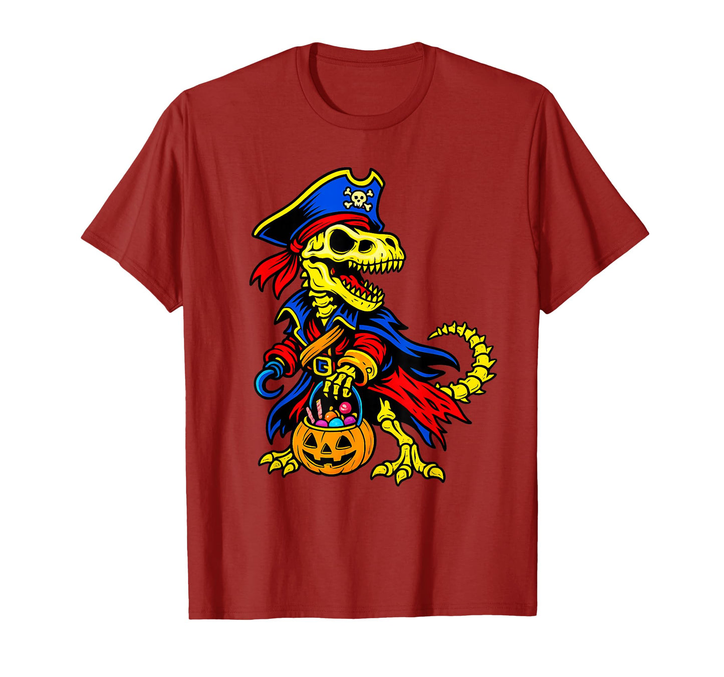 Skeleton Pirate Pumpkin Halloween T-Shirt
