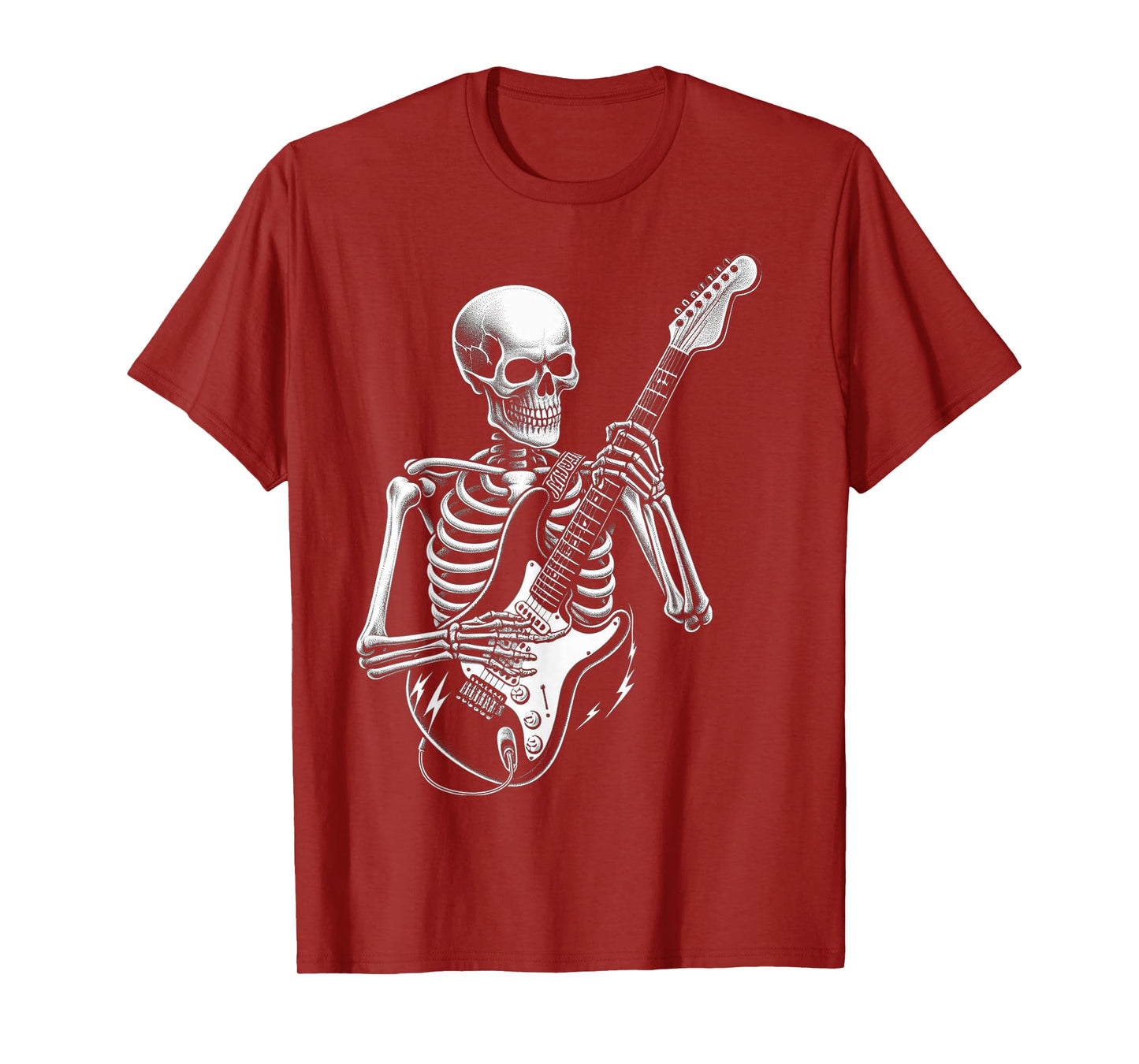 Skeleton Playing Electric Guitar for Halloween Men Women T-Shirt