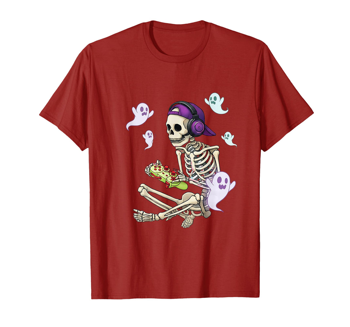 Halloween Skeleton Gamer Video Gaming Men Kids Boys T-Shirt