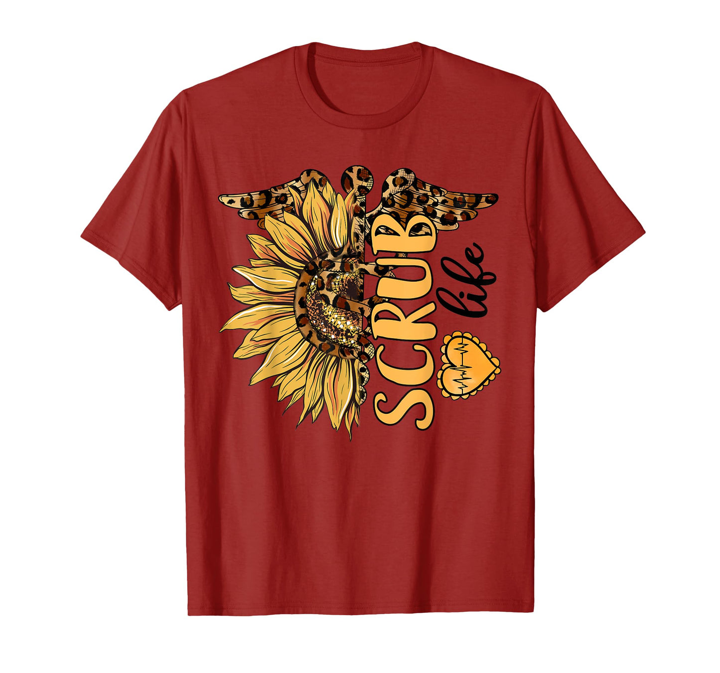 Living The Scrub Life Nurse Sunflower Leopard Nursing Womens T-Shirt