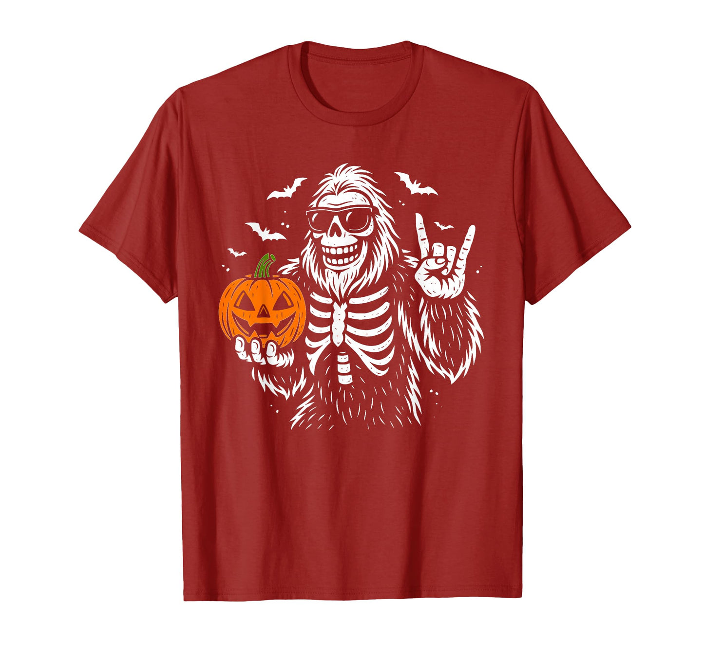 Spooky Bigfoot Goofy Skeleton Halloween Pumpkin Costume Men T-Shirt