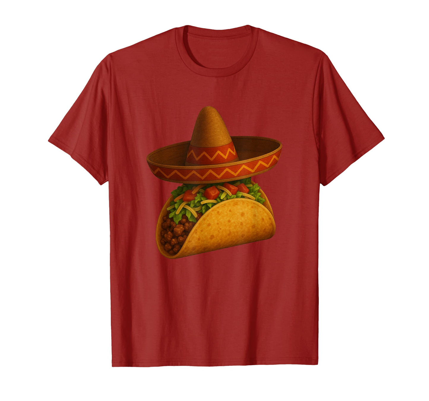 Taco Burrito Wearing Sombrero Funny Mexican Food Fiesta T-Shirt