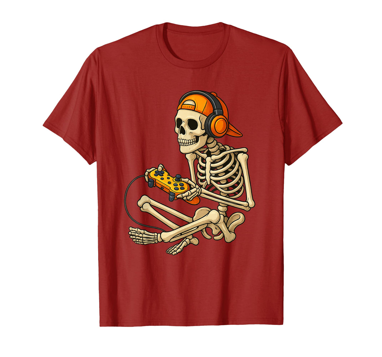 Halloween Skeleton Gamer Video Gaming Boys Men Kids Tees T-Shirt