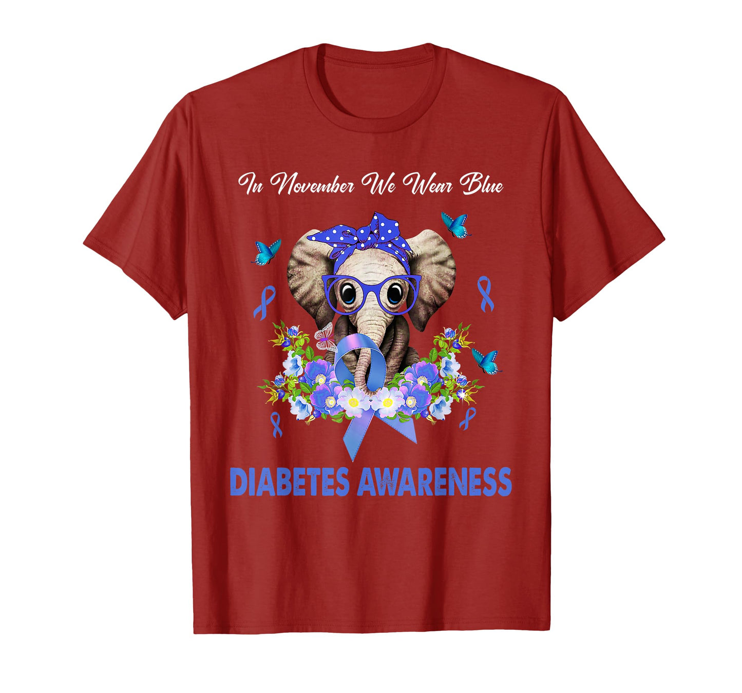 In November We Wear Blue Elephant Diabete Awareness T-Shirt