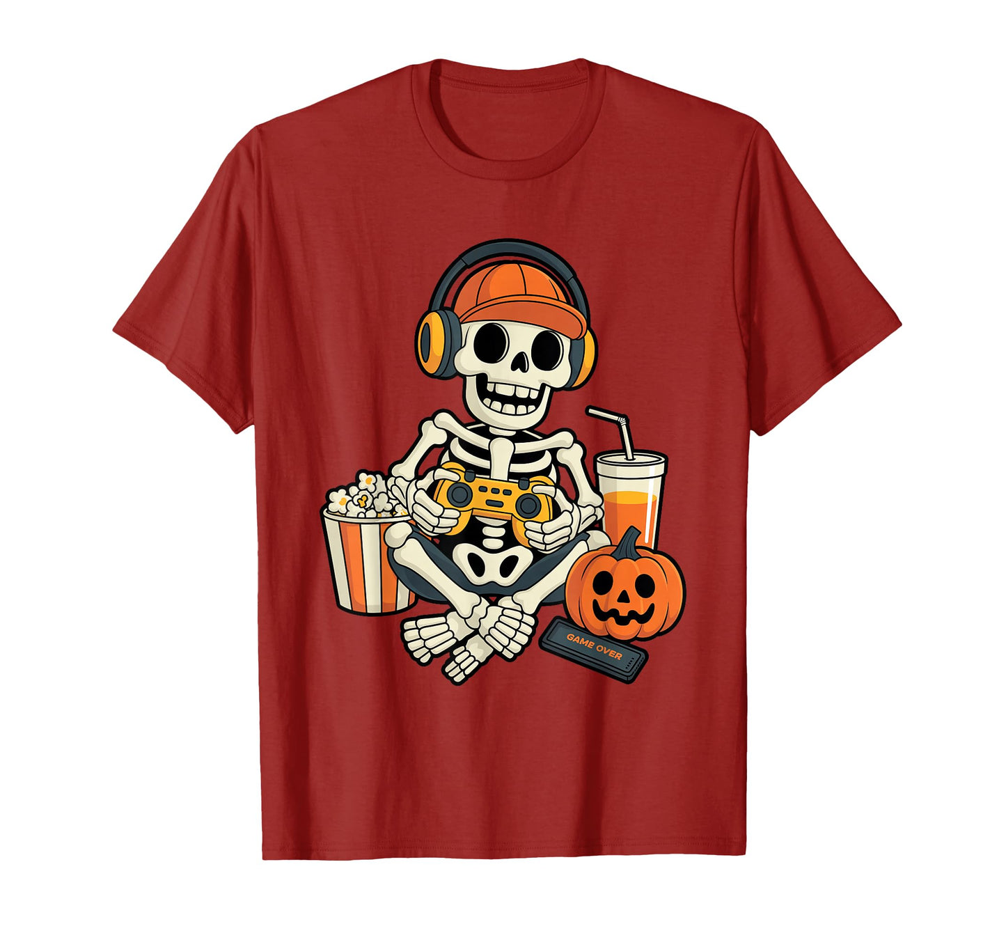 Halloween Shirts Cool Teen Boy Skeleton Gaming Men Halloween T-Shirt