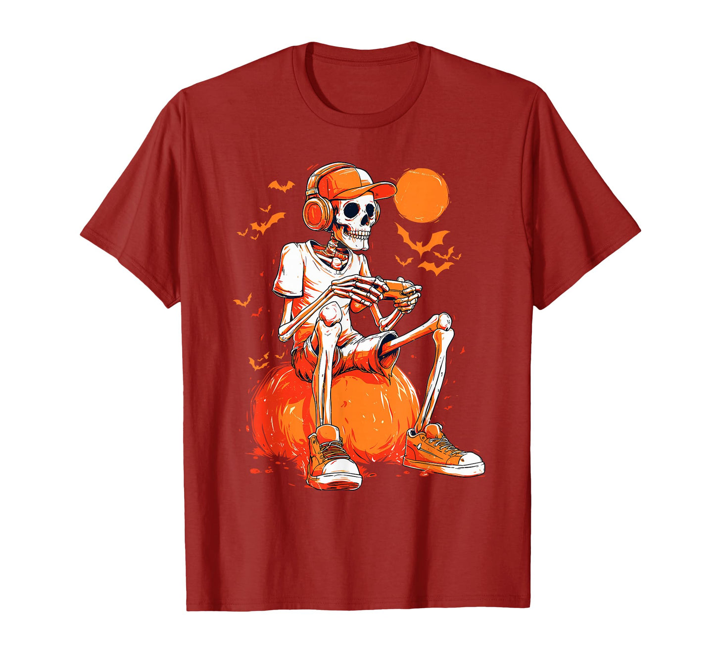 Halloween Skeleton Gamer Video Gaming Boys Men Kids Tees T-Shirt