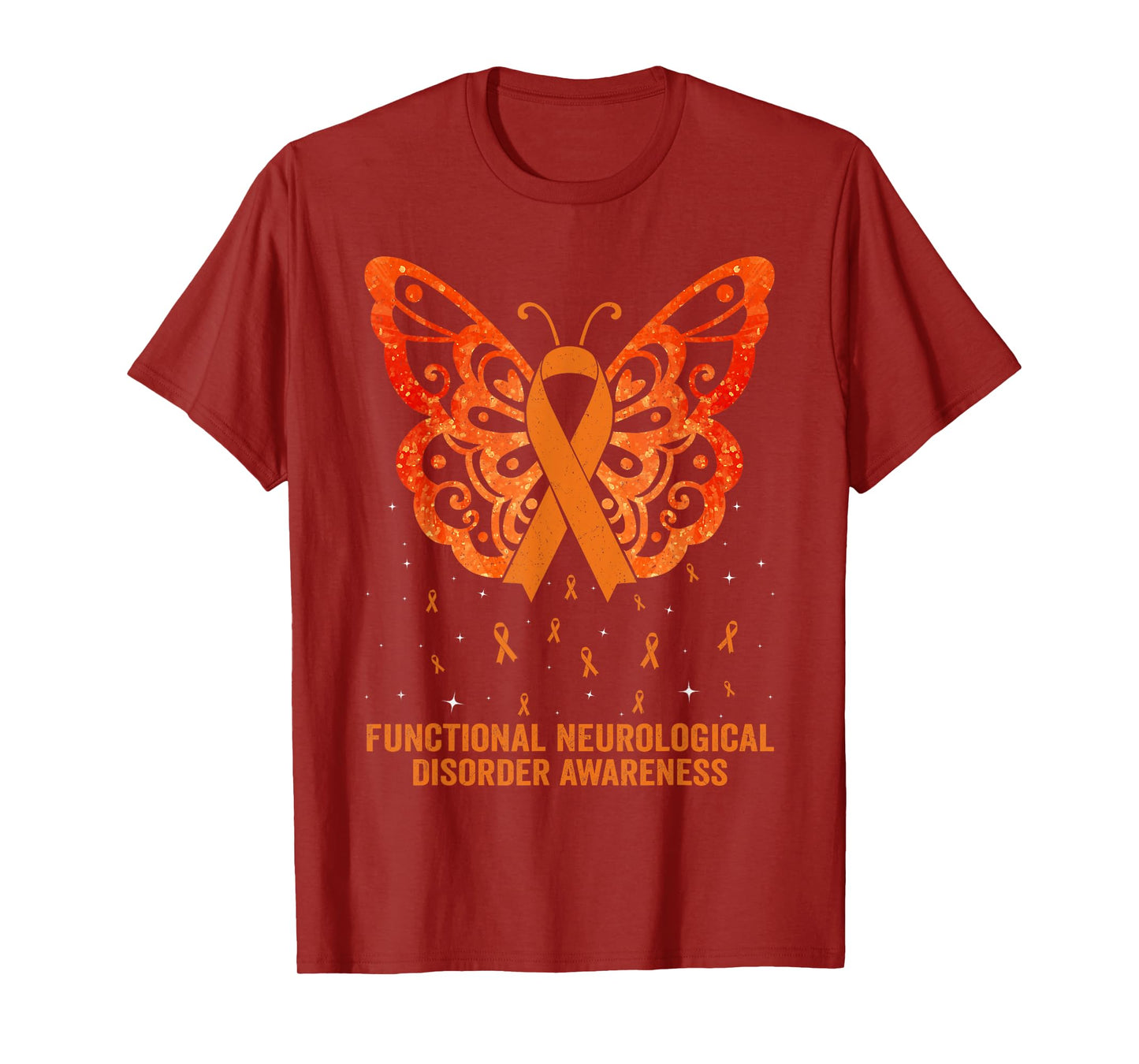 Functional Neurological Disorder Awareness Orange Butterfly T-Shirt