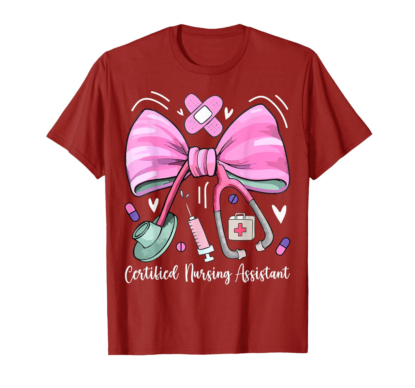 Certified Nursing Assistant CNA Stethoscope Coquette Bow T-Shirt