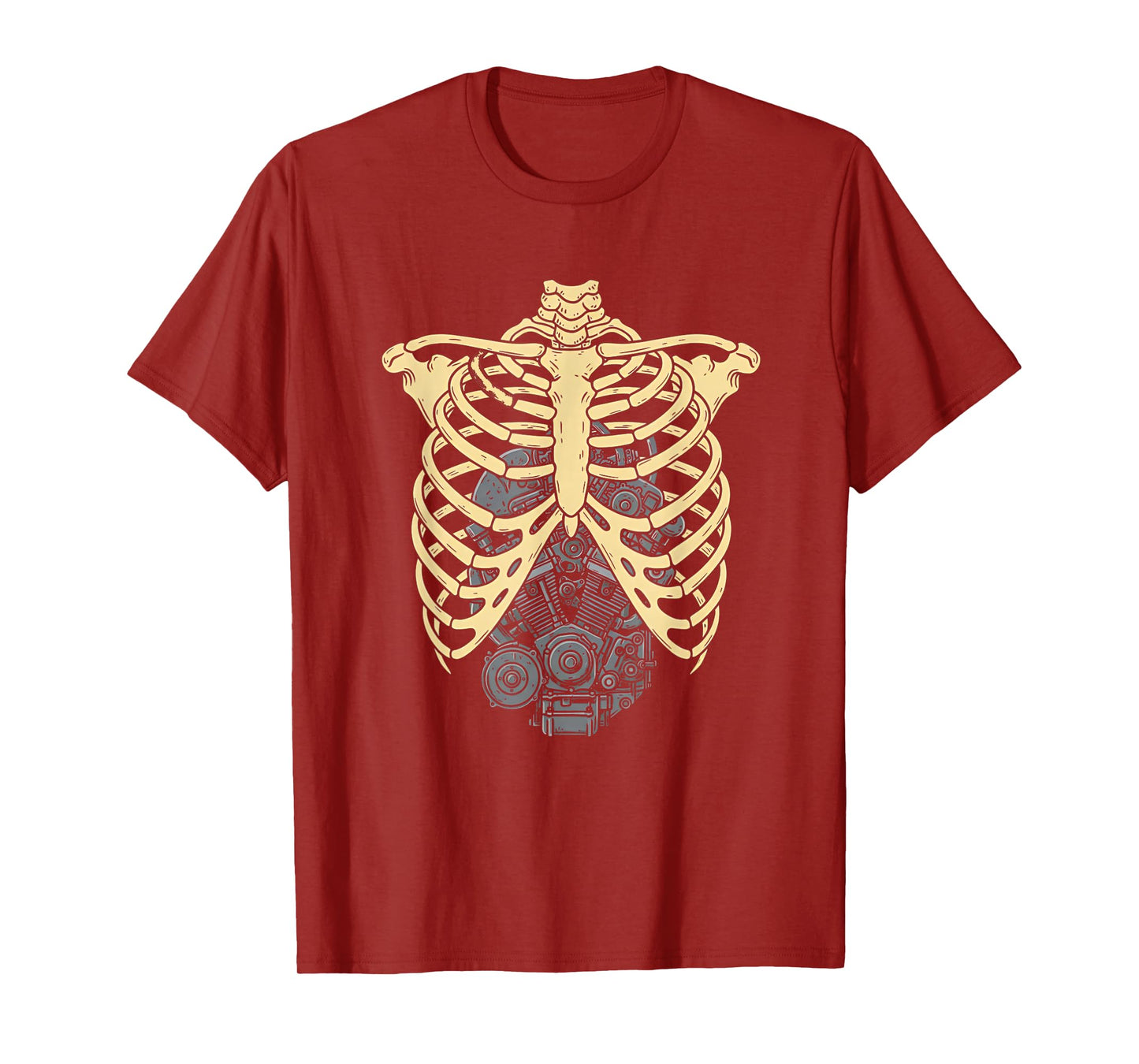 Car Engine Ribs Auto Mechanic Halloween Skeleton Men Dad T-Shirt