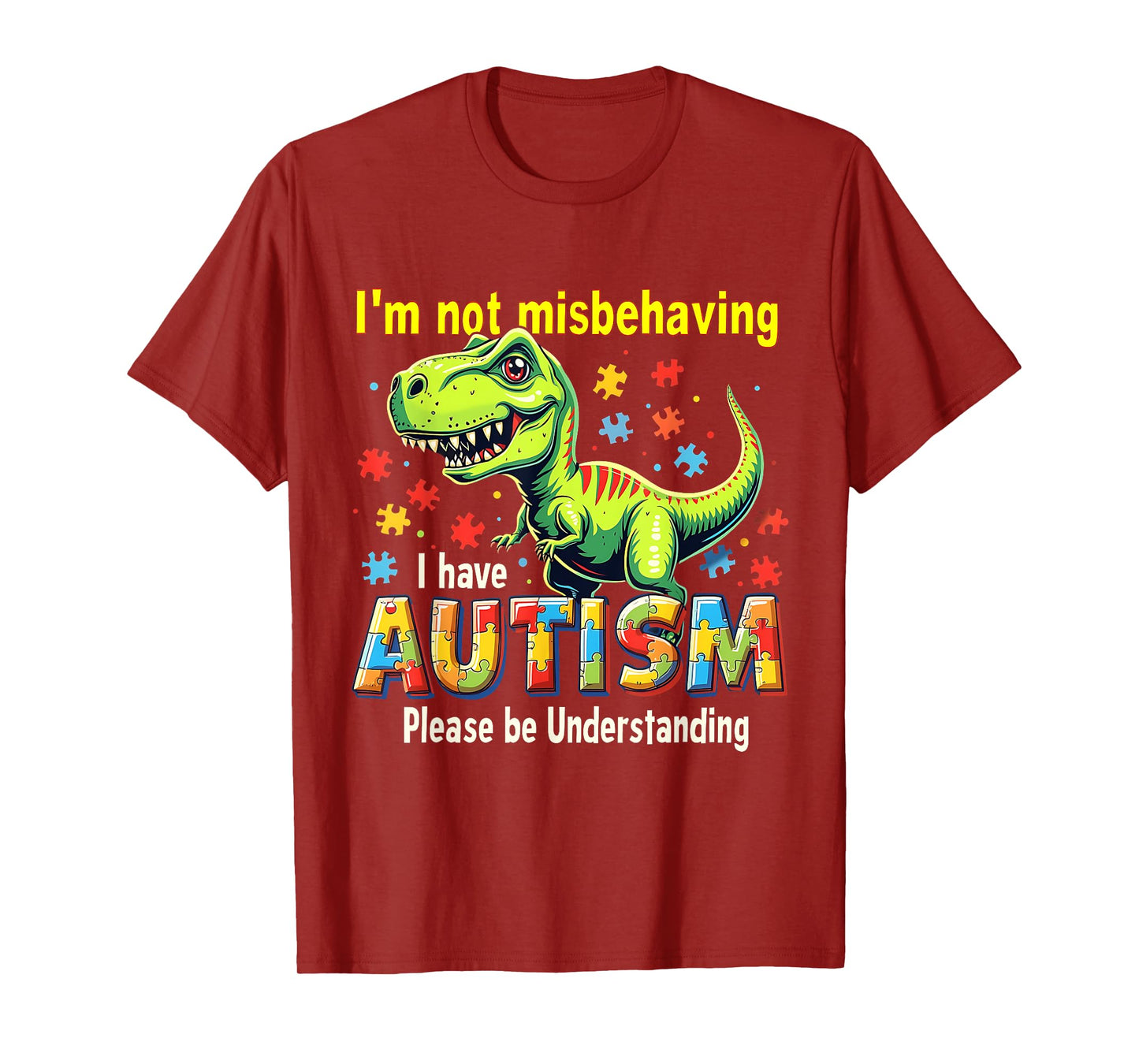 I Have Autism Cute Dinosaur Autism Awareness Month Design T-Shirt