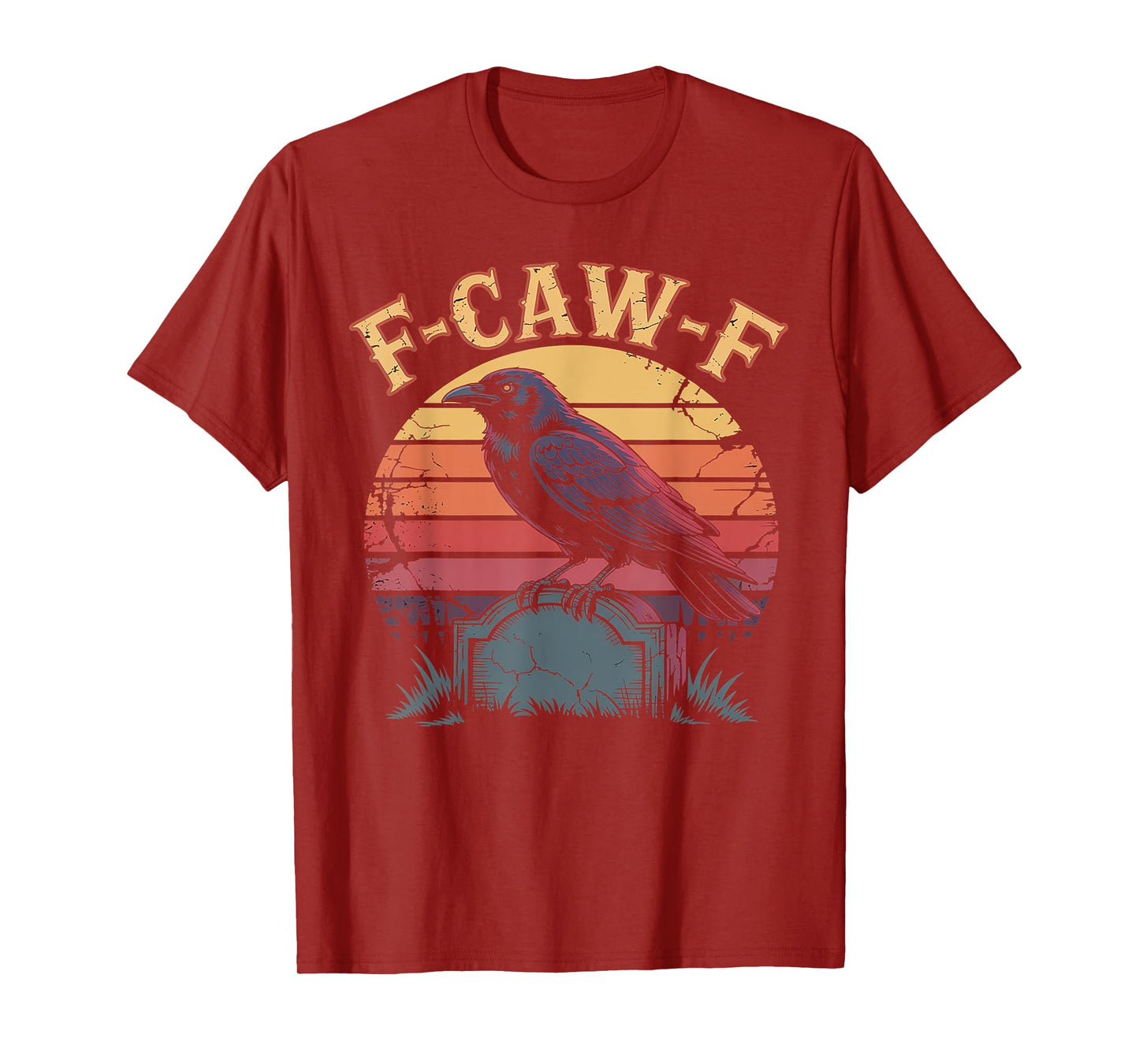 Retro Crow T-Shirt - Funny F-Caw-F Black Raven Bird Graphic T-Shirt