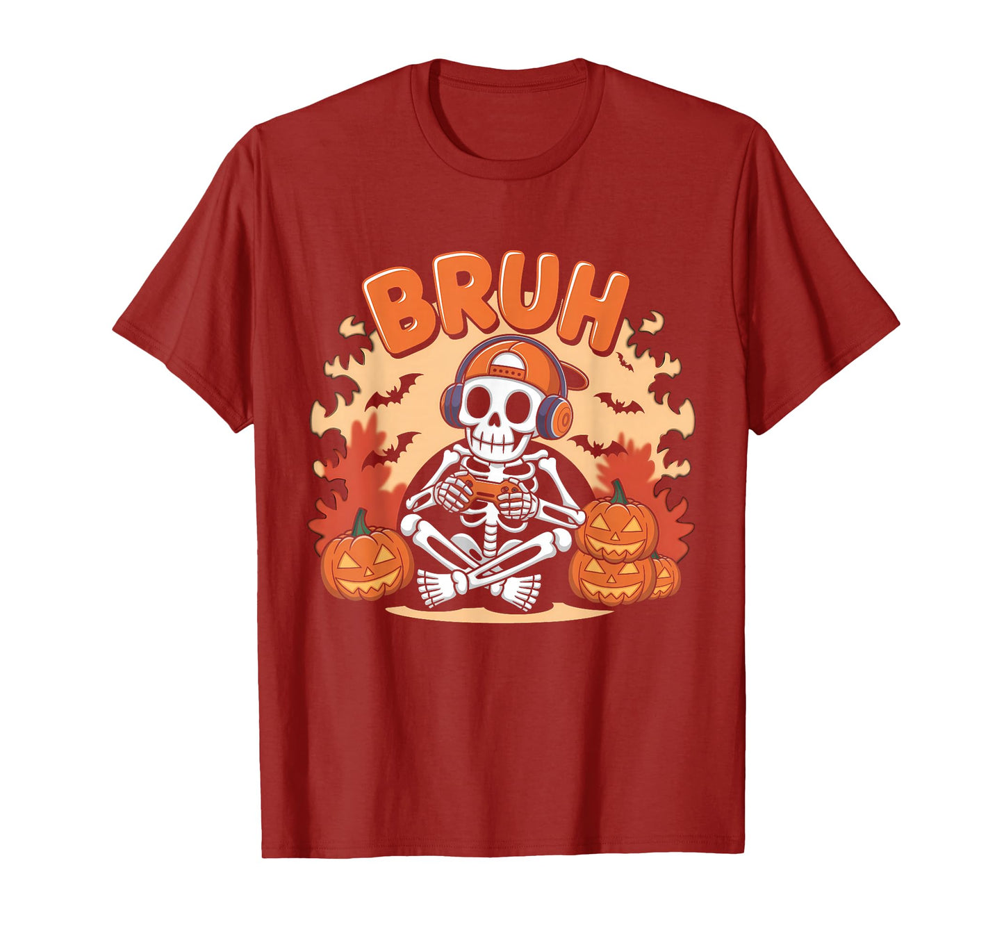 Halloween Skeleton Video Gaming Gamer Youths Boys Men Teens T-Shirt