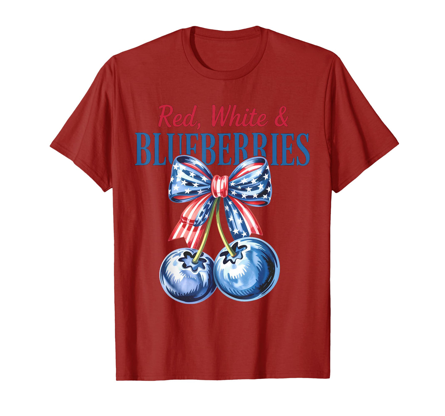 Funny Red White & Blueberries Coquette Bow Patriot T-Shirt