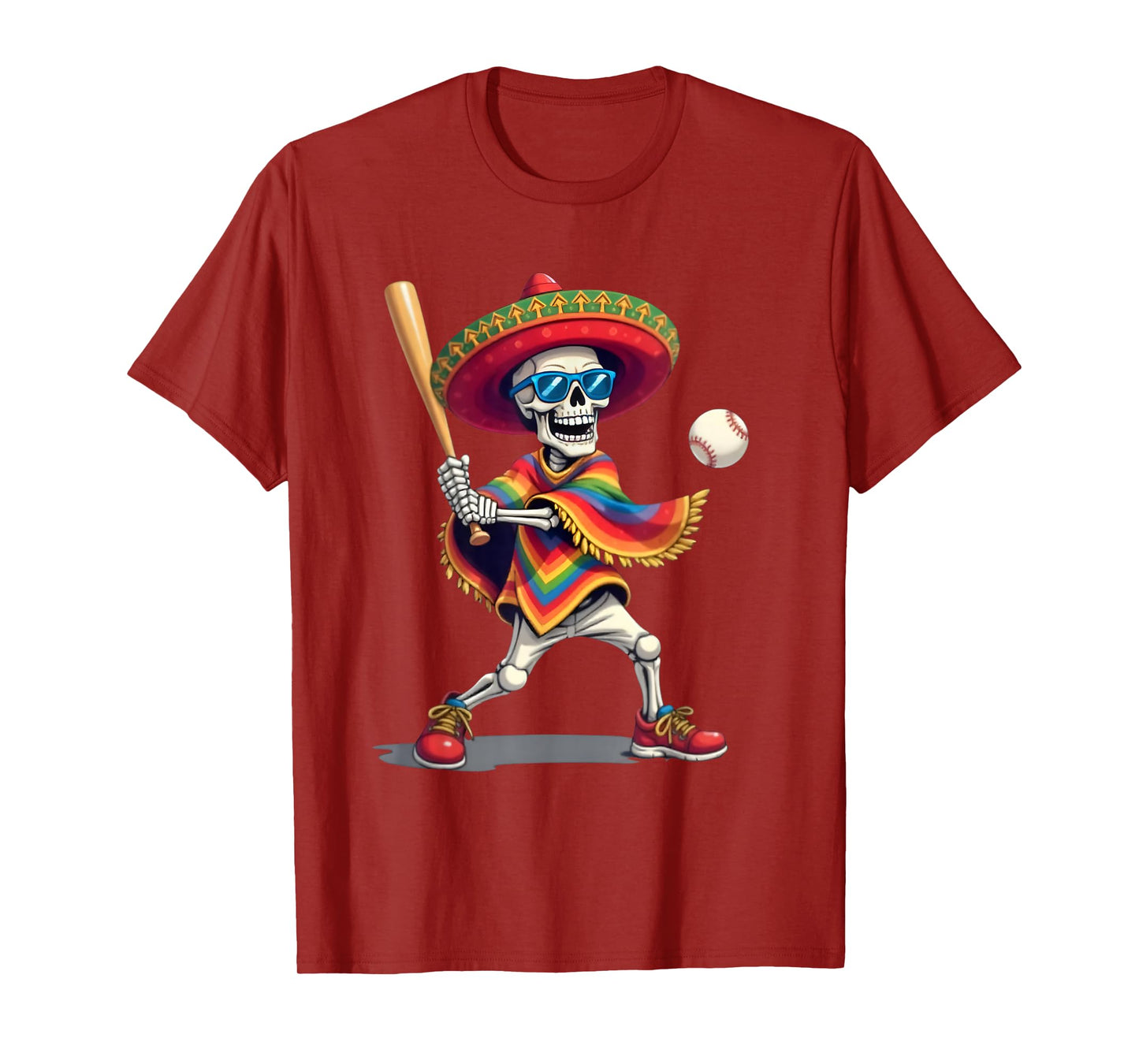 Mariachi Skeleton Baseball Cinco De Mayo Mexican Sombrero T-Shirt