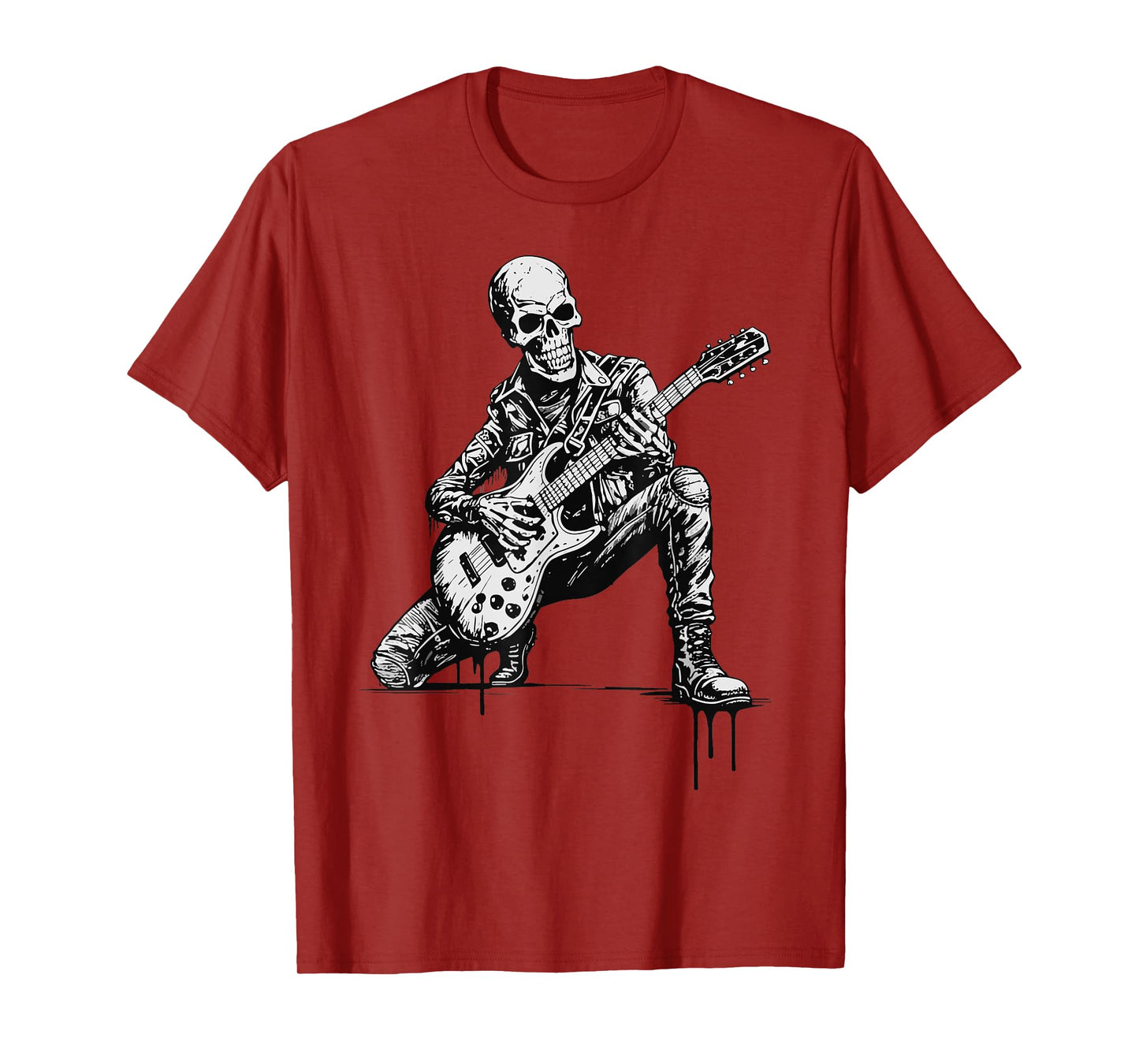Halloween Skeleton Playing Guitar Rock Funny Skull T-Shirt