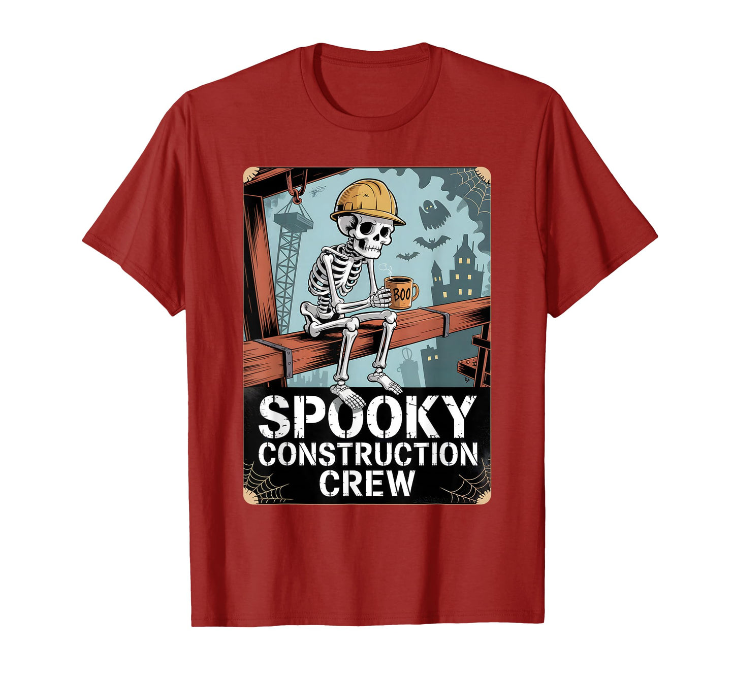 Funny Spooky Skeleton Workers Halloween Construction Crew T-Shirt