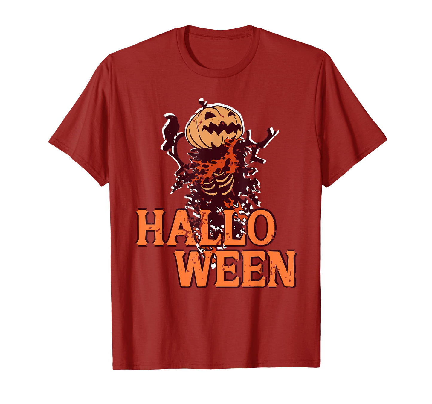 Pumpkin Skeleton Fall Leaves Scary Halloween Humor T-Shirt