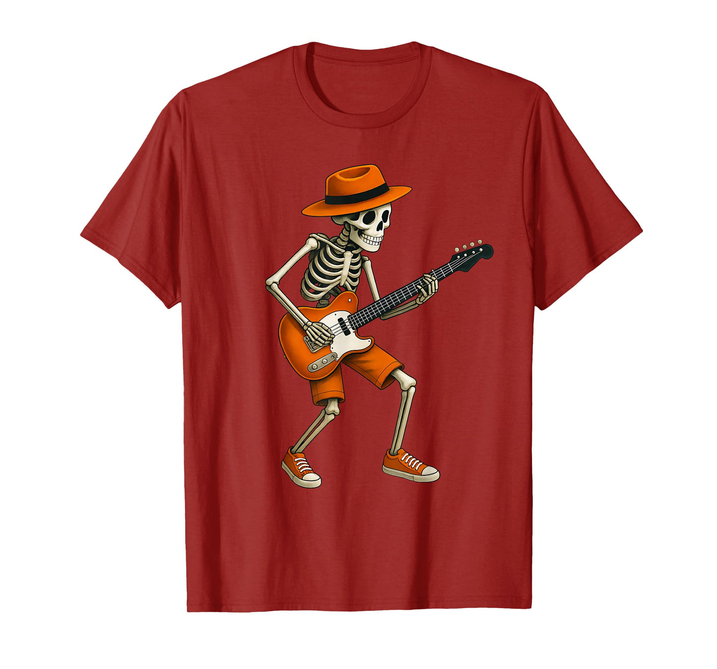Guitar Skeleton Guitarist Rock Band Halloween Costume Funny T-Shirt