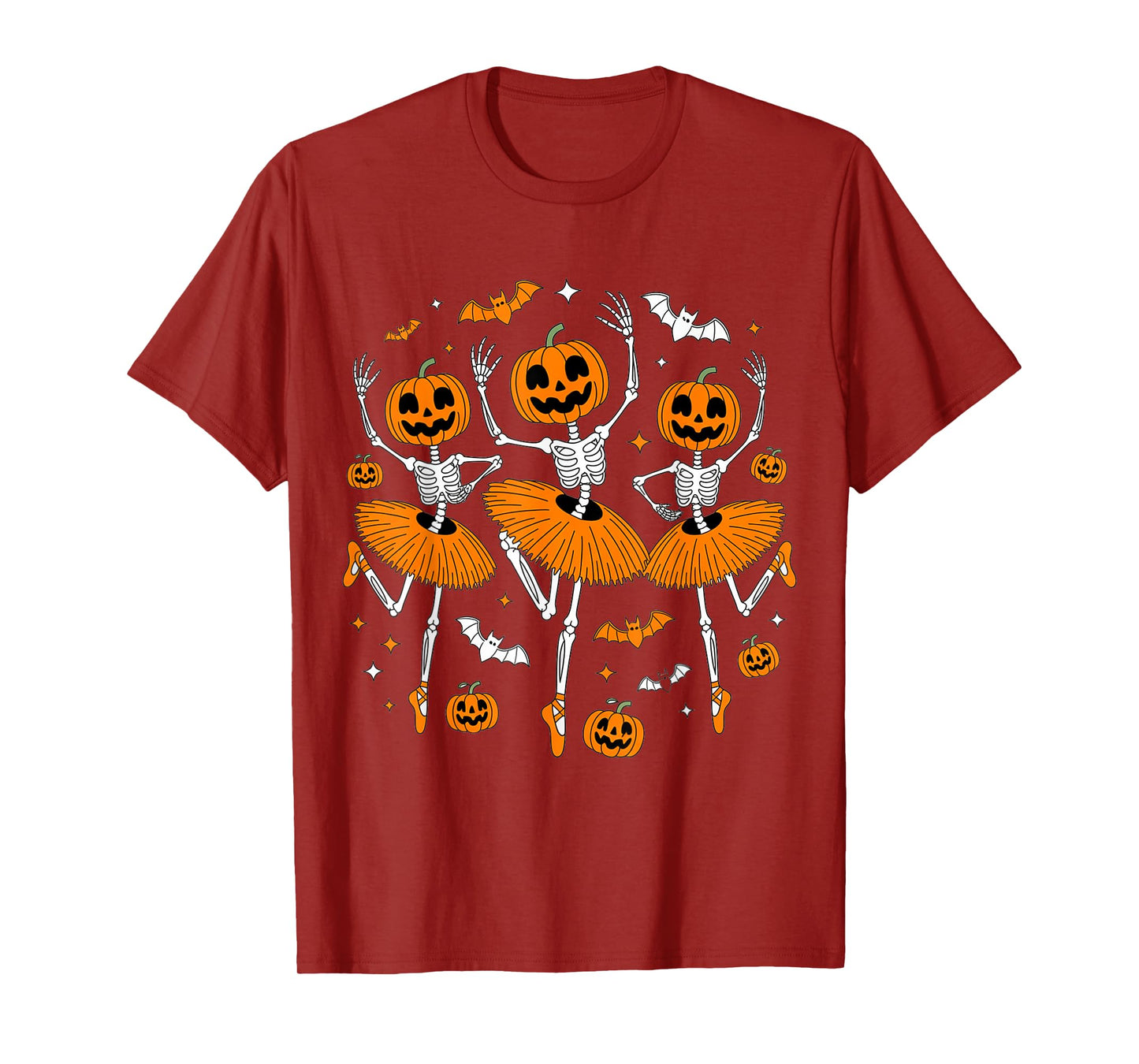 Ballet Pumpkin Skeleton Scary Halloween Men Women Boys Girl T-Shirt