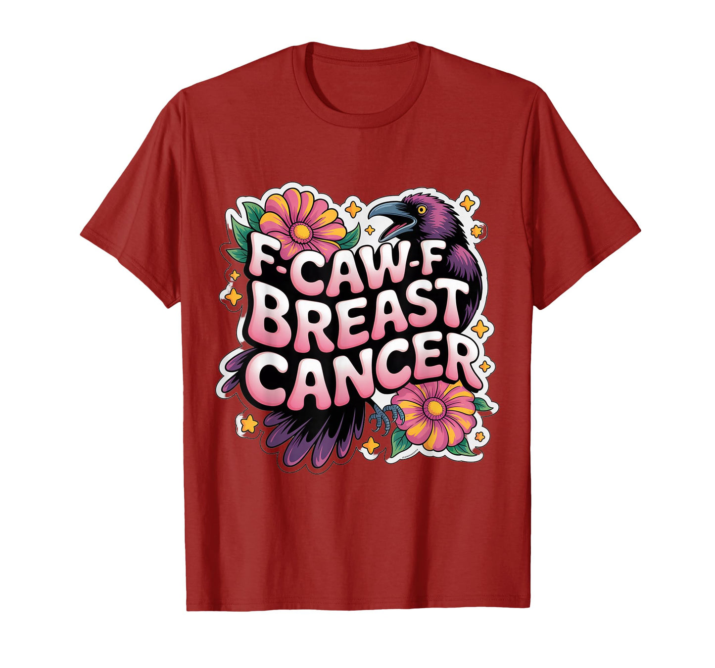 Wavy Retro F-CAW-F Breast Cancer T-Shirt