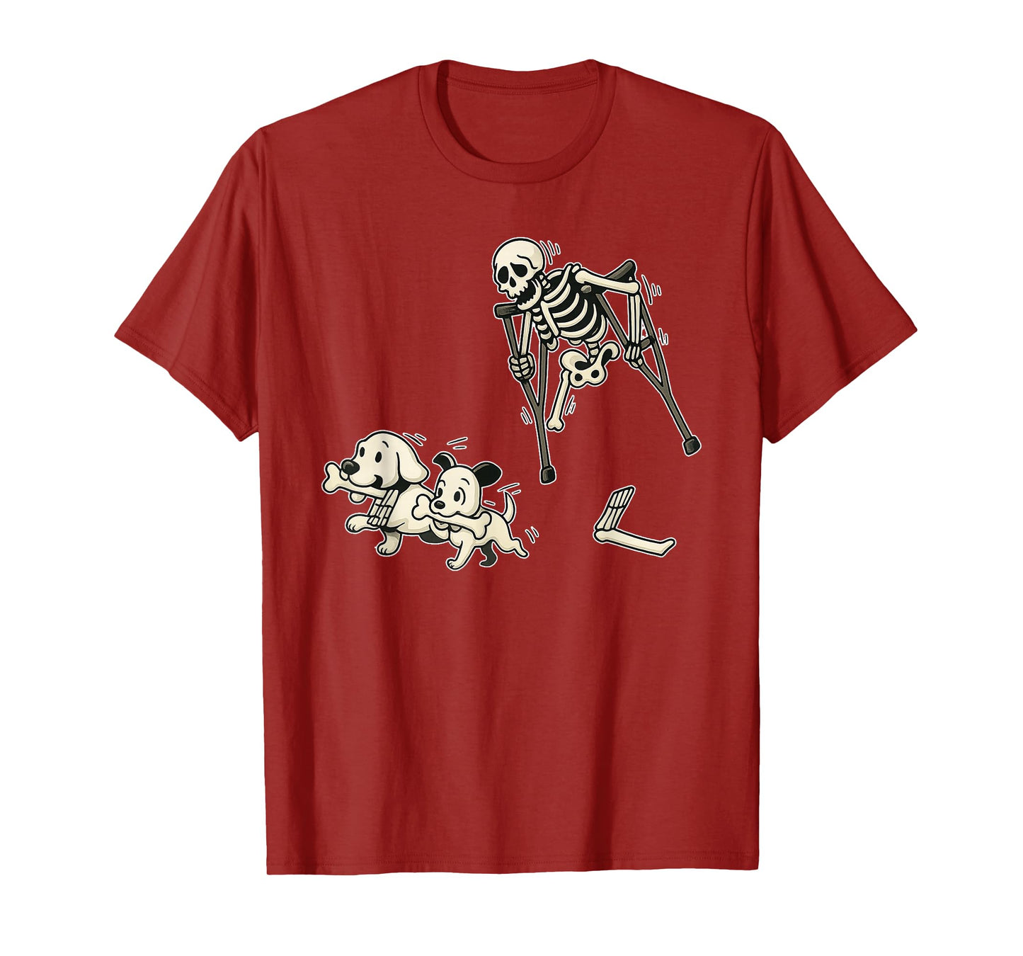 Funny Halloween Skeleton Chasing Dog Spooky Season T-Shirt