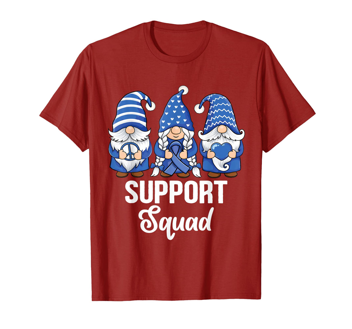 Colon Cancer Support gnomes with ribbon Colorectal Awareness T-Shirt