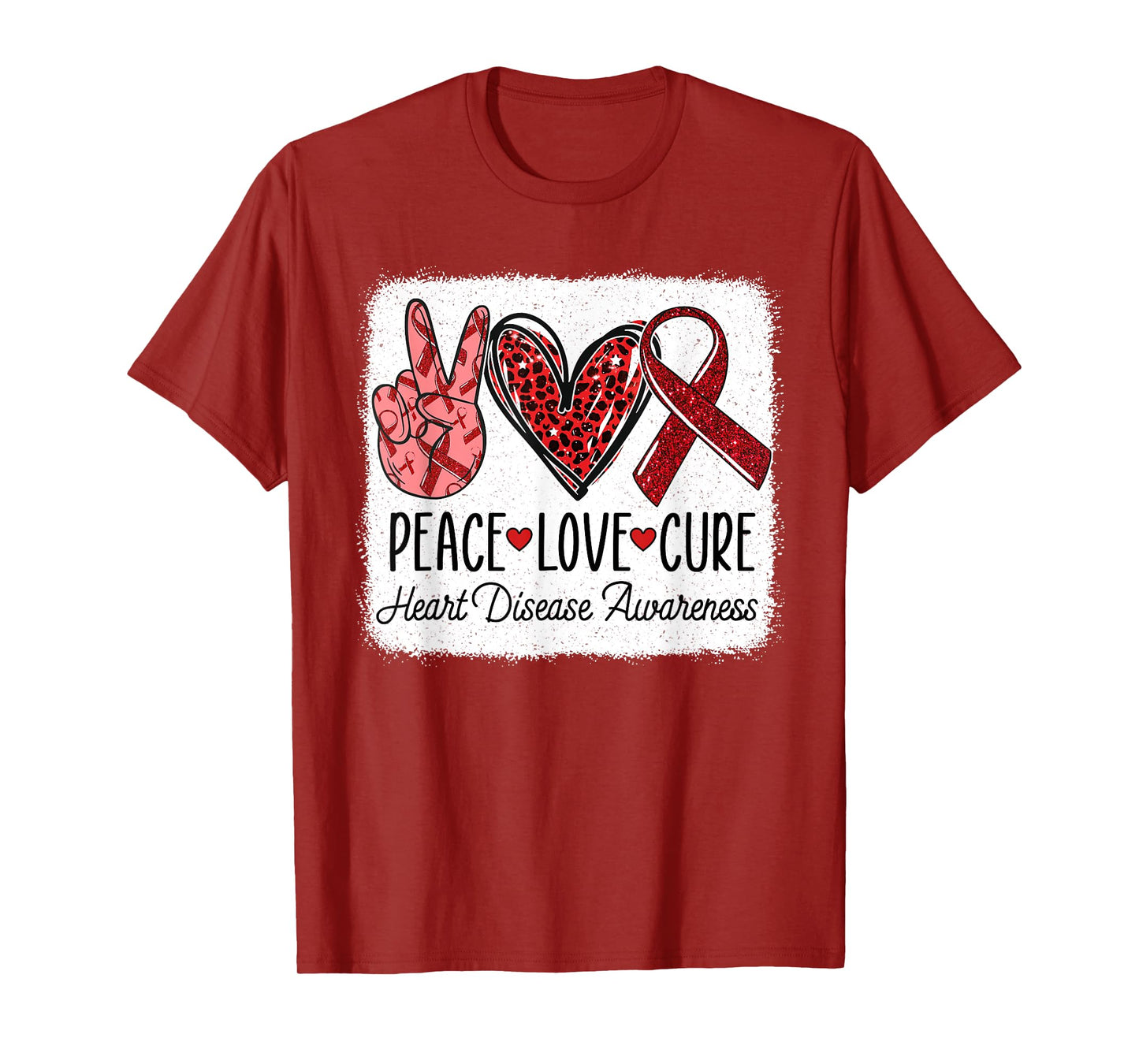 Peace Love Cure Heart Disease Awareness CHD Support Wear Red T-Shirt