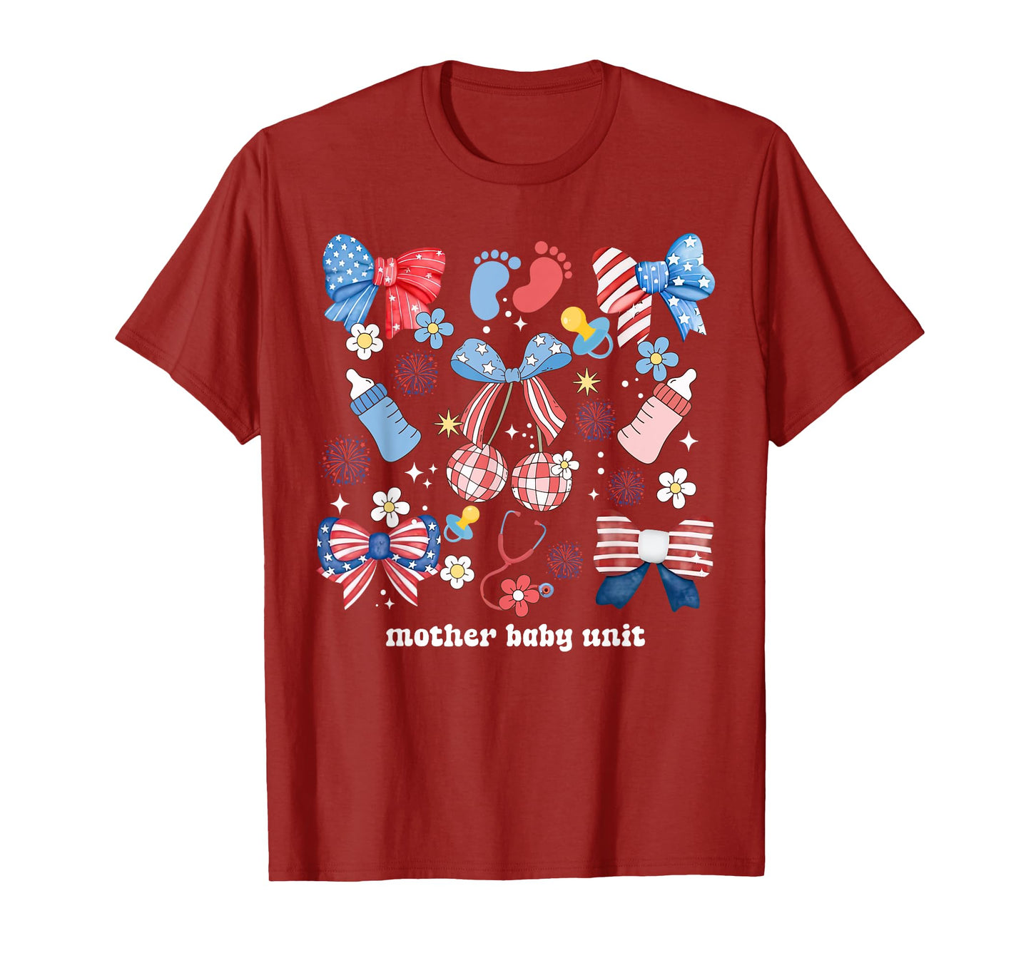 Mother Baby Nurse 4th Of July Postpartum Nursing Coquette Women Men T-Shirt