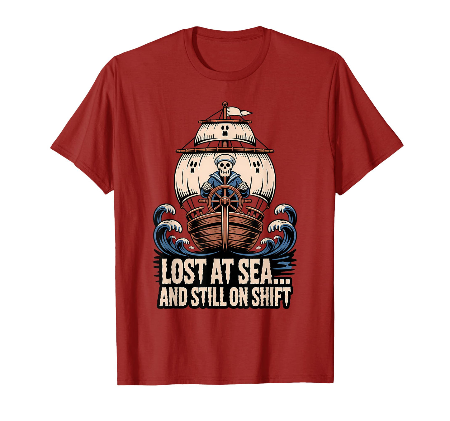 Skeleton Sailor Halloween Funny Spooky Nautical T-Shirt