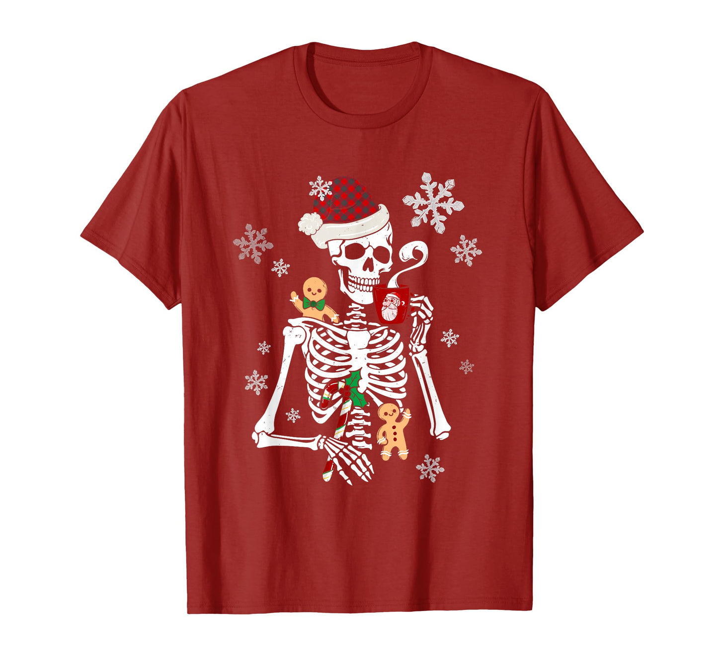 Christmas Skeleton Hot Chocolate Cookie Gingerbread Man T-Shirt