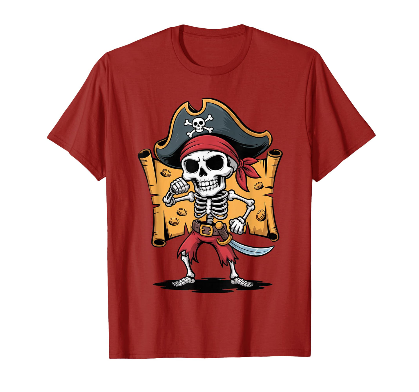 Spooky Pirate Skeleton Halloween Costume Skull Jolly T-Shirt