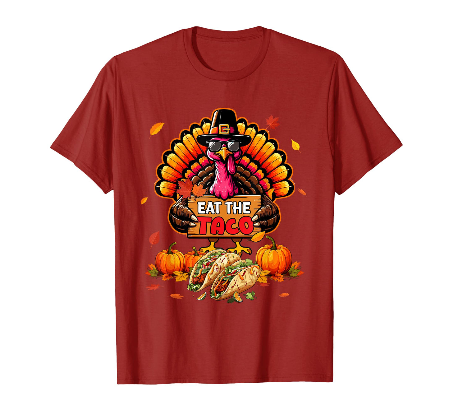 Eat Taco Thanksgiving Autumn Funny Joke Saving Turkey T-Shirt