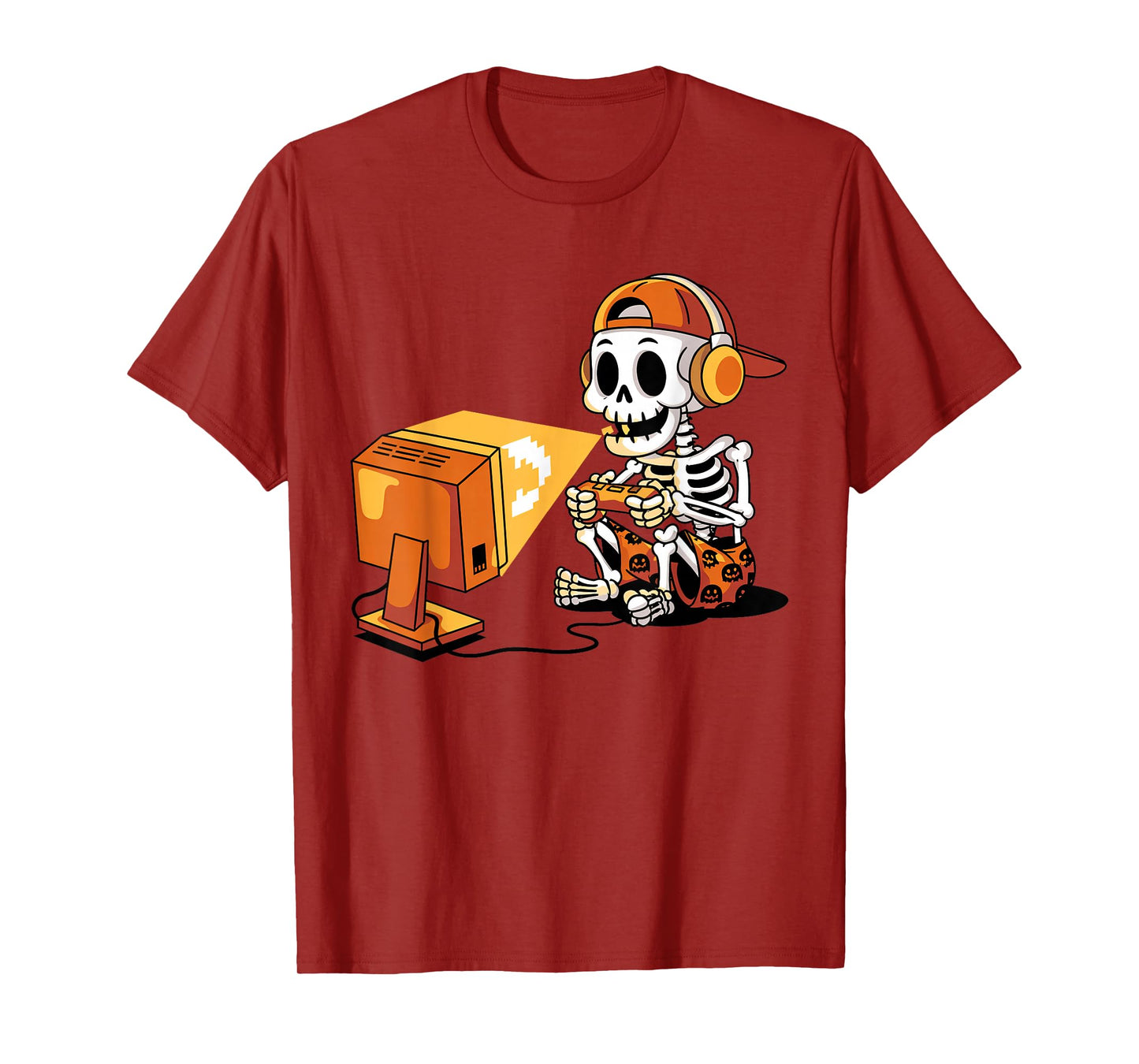 Funny Video Gaming Skeleton Halloween Trick Or Treat Kids T-Shirt