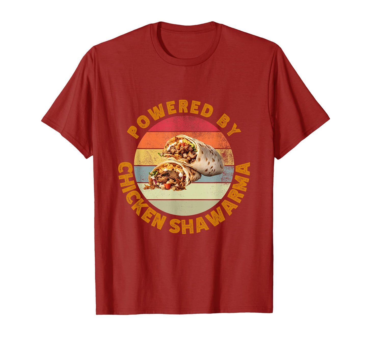 Powered by Chicken Shawarma Retro Foodie Humor Mediterranean T-Shirt