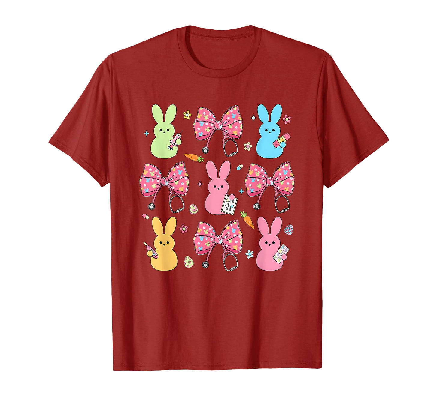 Coquette Bow Bunny Nurse Easter Day Nurse Easter Happy T-Shirt