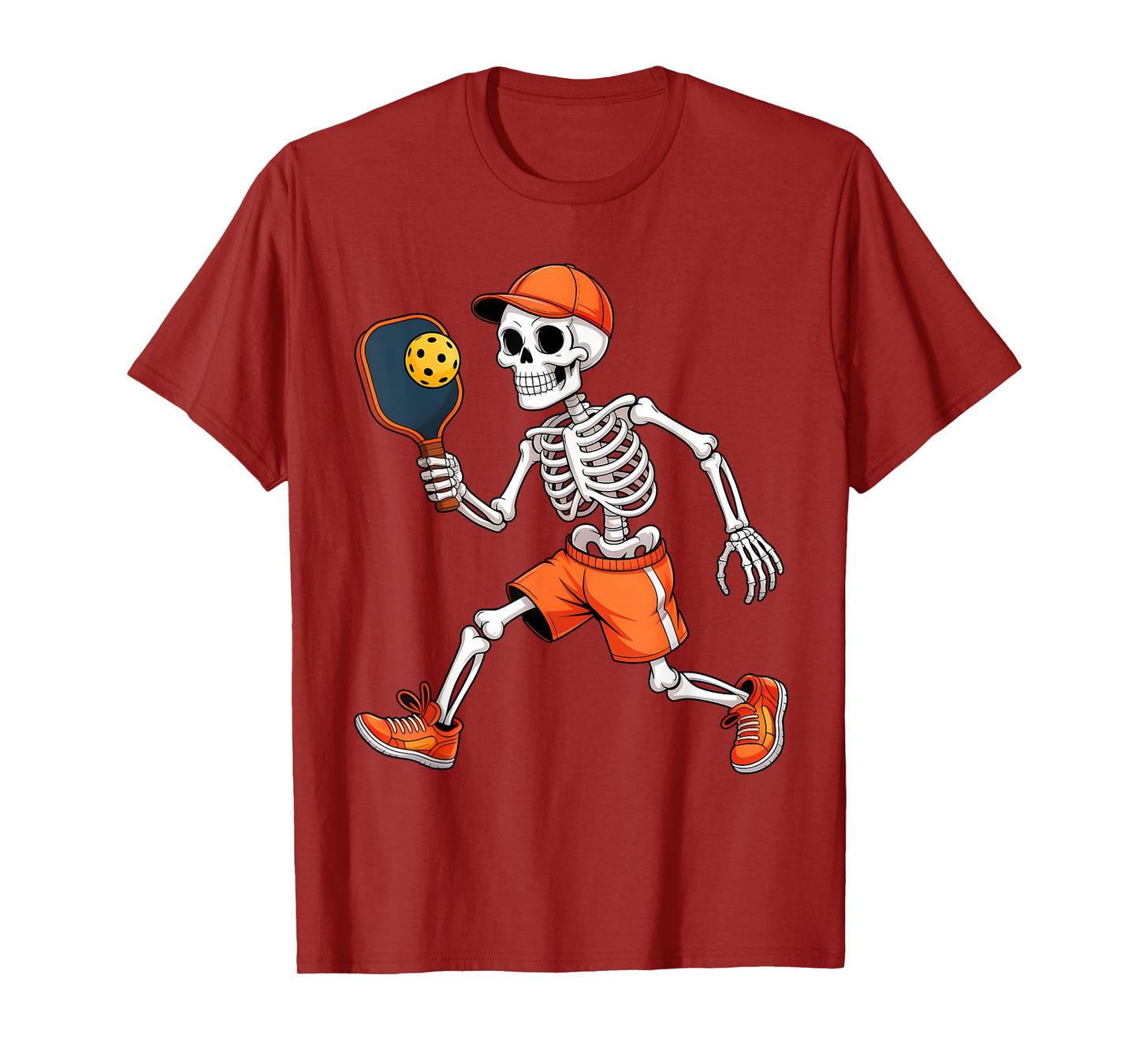 Funny Skeleton Play Pickleball Halloween Costume Boys Men T-Shirt