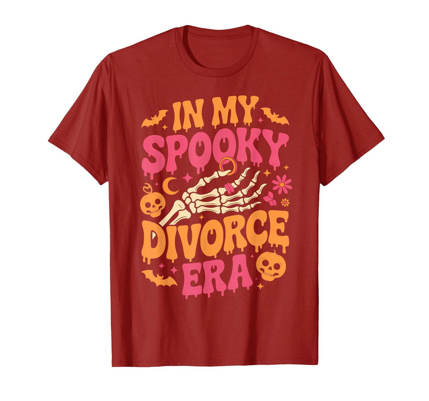 in My Spooky Divorce Era Halloween Retro Skeleton Hand T-Shirt