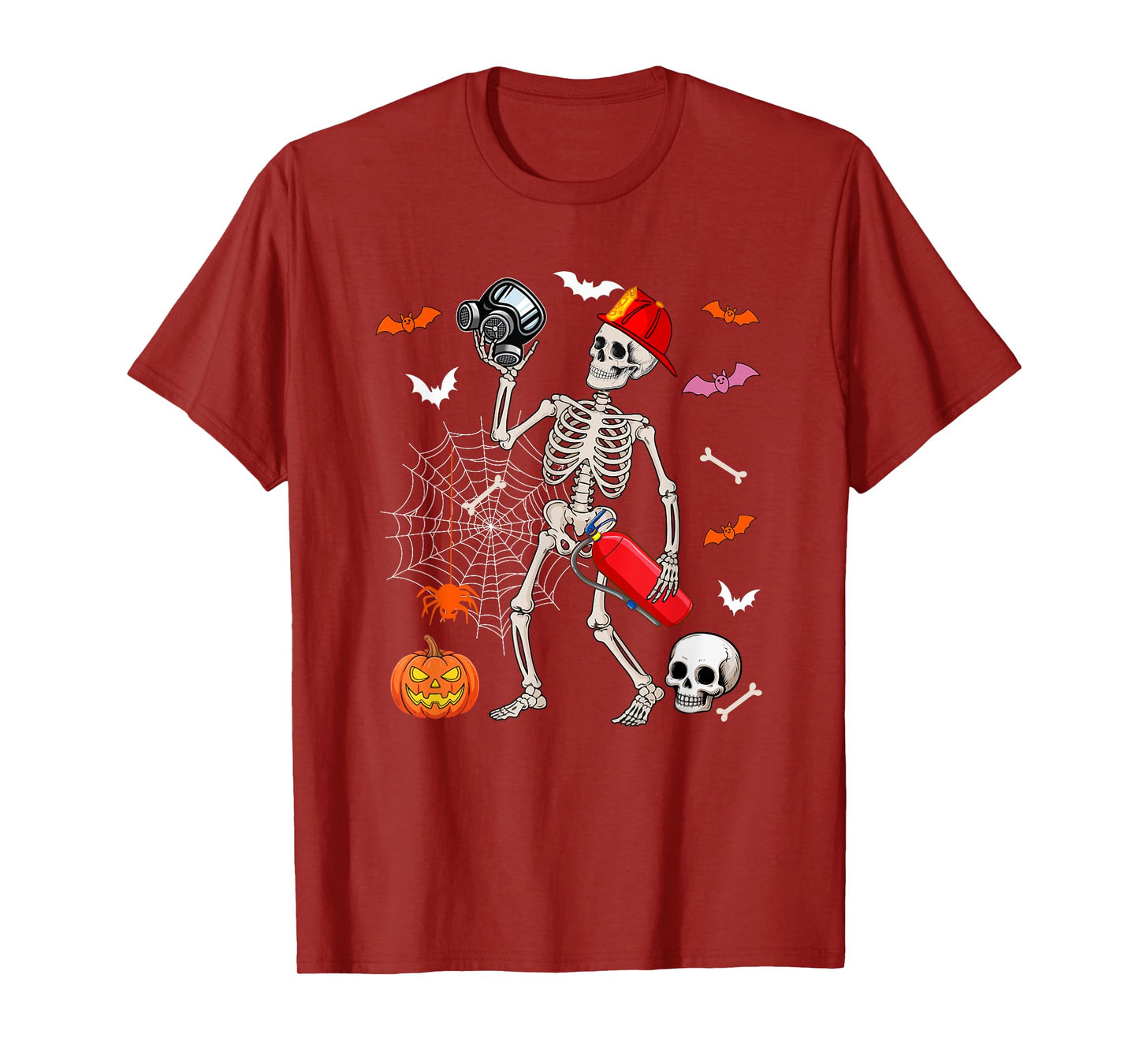 Firefighter Job Horror Skeleton Halloween Costume Team T-Shirt