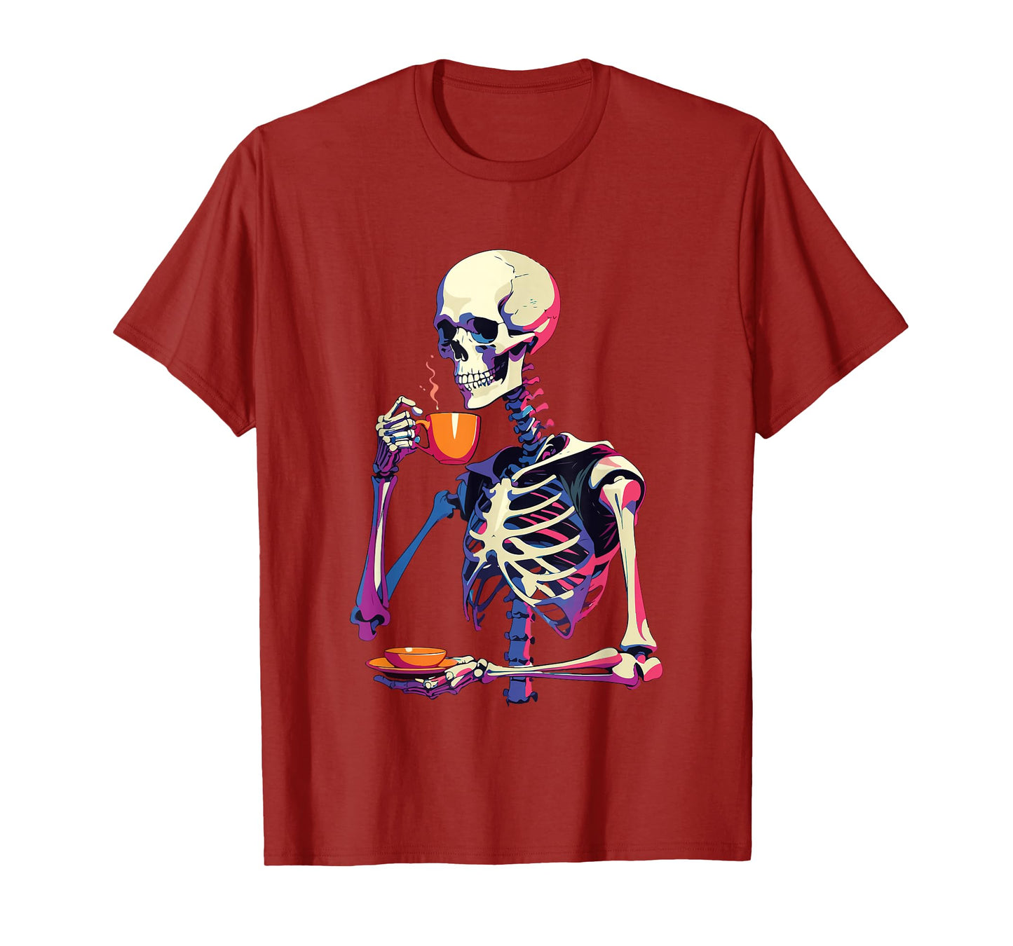 Skeleton Drinking Coffee T-Shirt