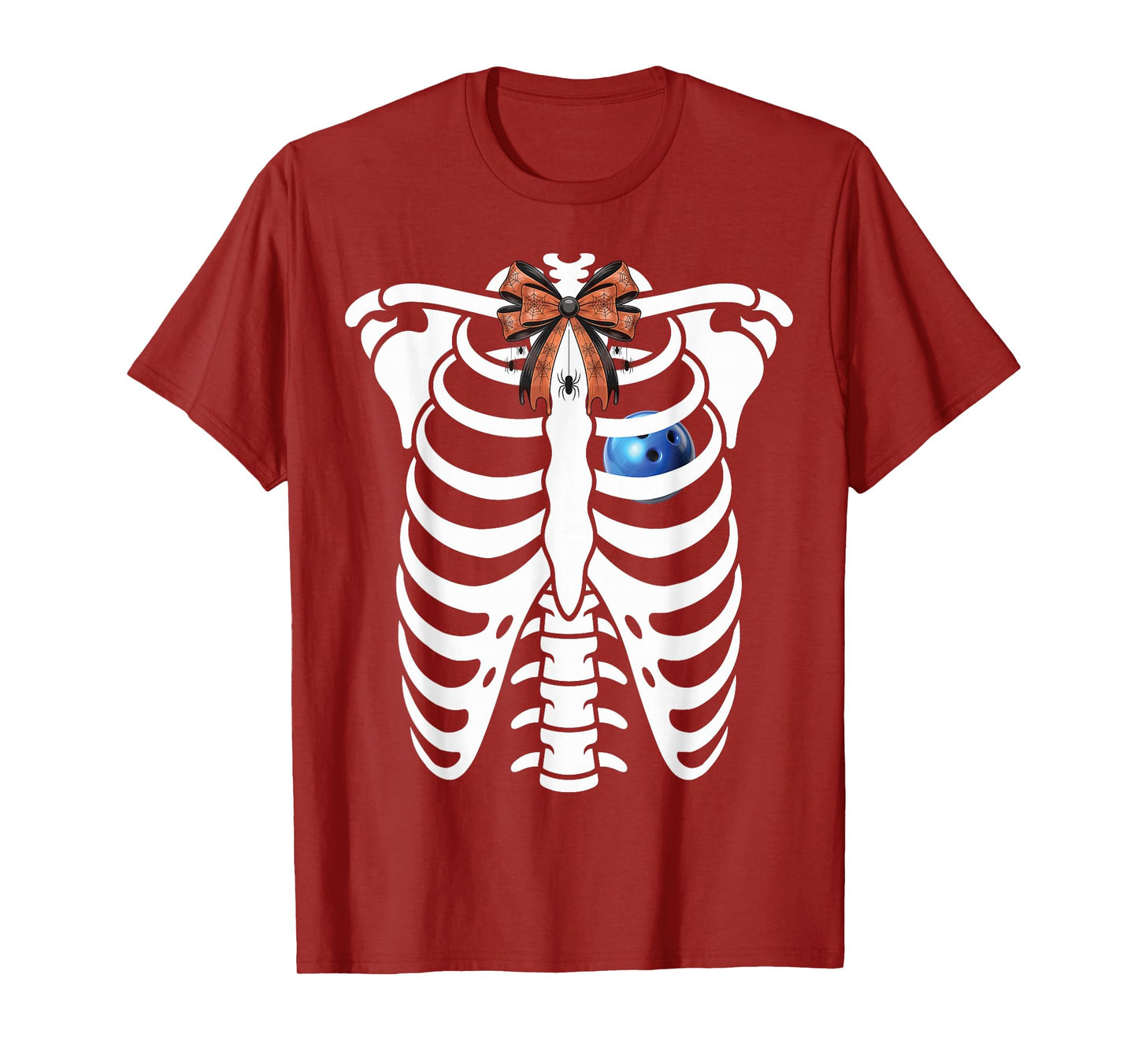 Skeleton Rib cage Halloween Bowling Costume Lovers T-Shirt