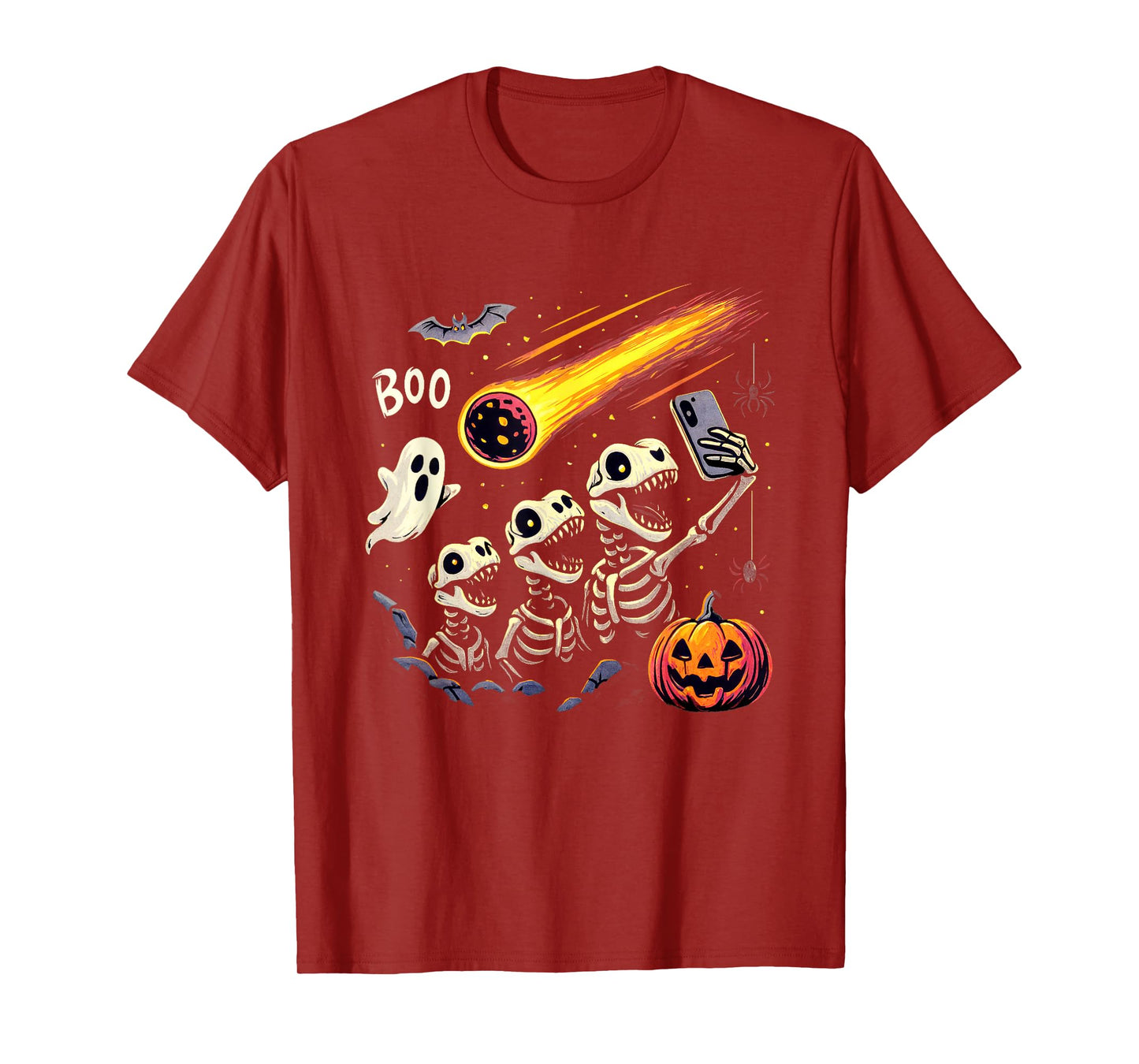 Skeleton Dinosaur T Rex Selfie Halloween T-Shirt
