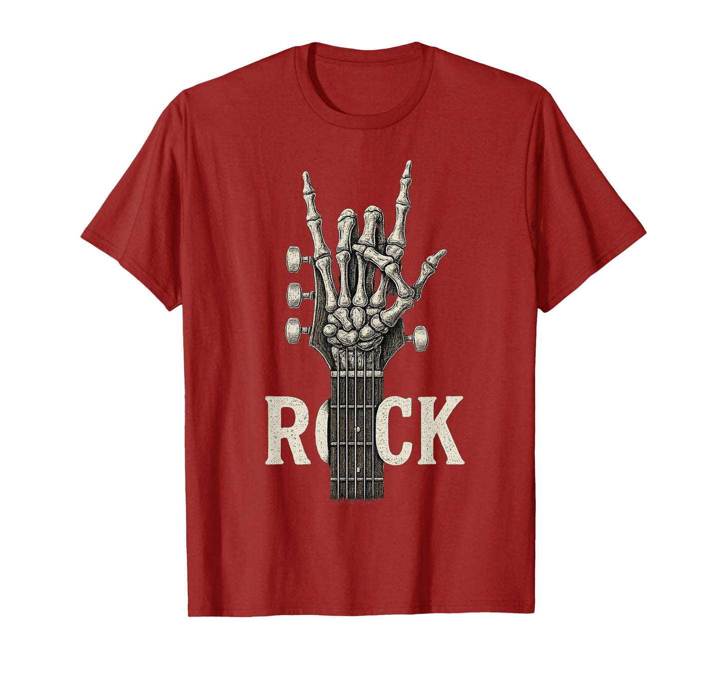 Rock On Skeleton Hand Guitar Guitarist Rock Band Halloween T-Shirt