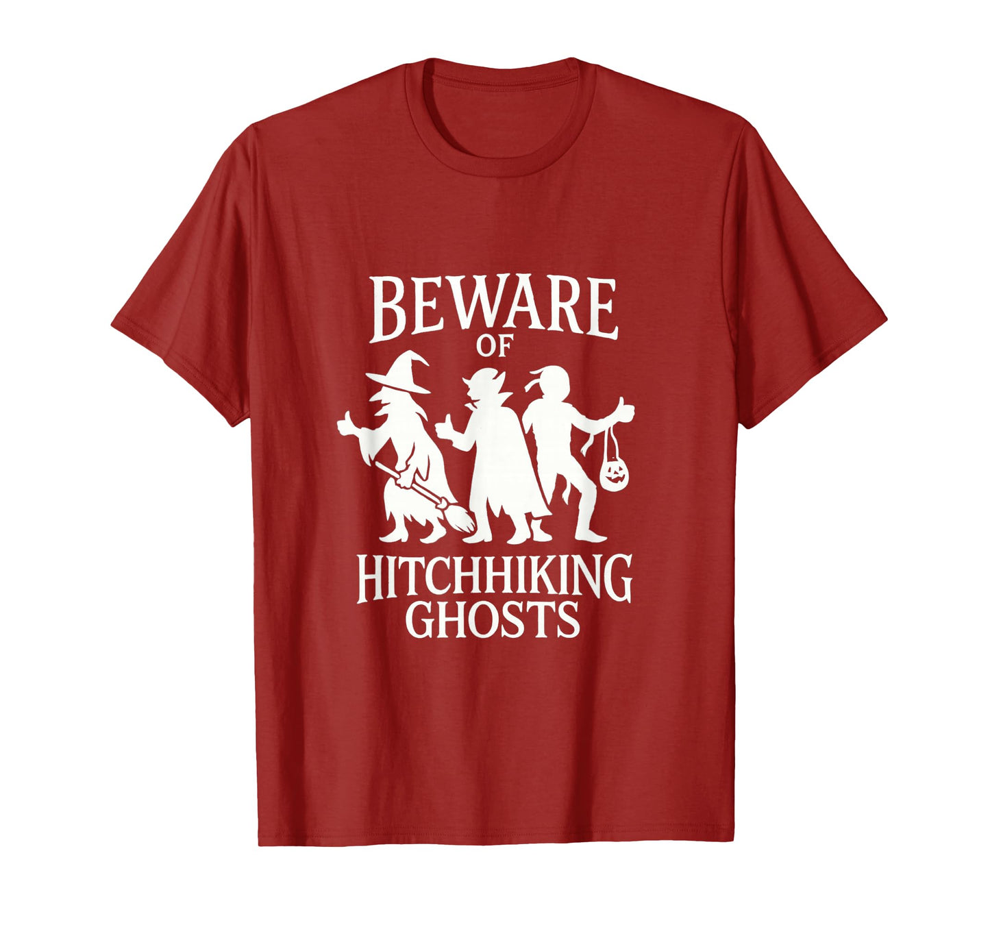 Beware of Hitchhiking Ghosts Vintage Spooky Season Design T-Shirt