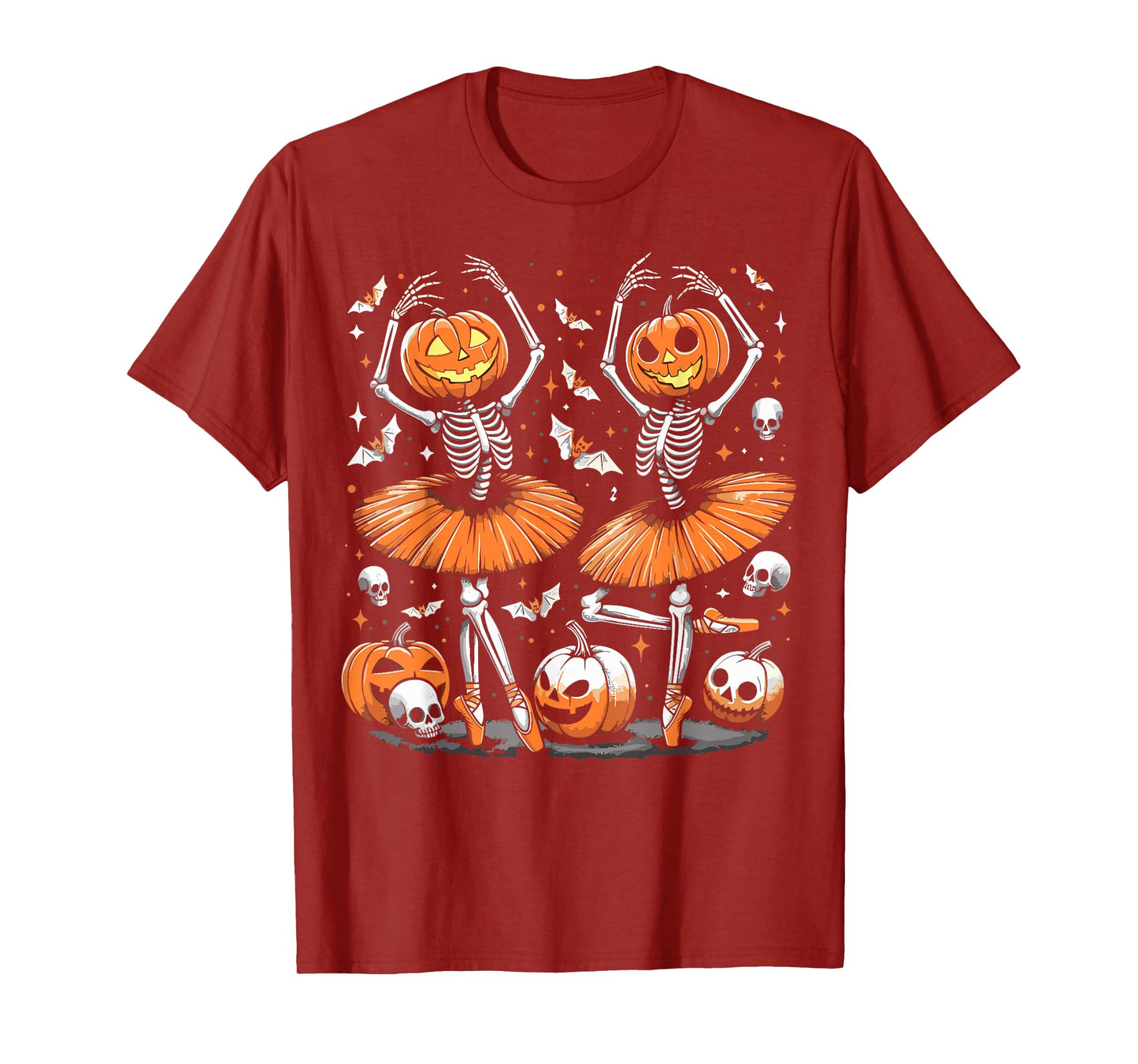 Halloween Skeleton Ballerina Pumpkin Ballet T-Shirt