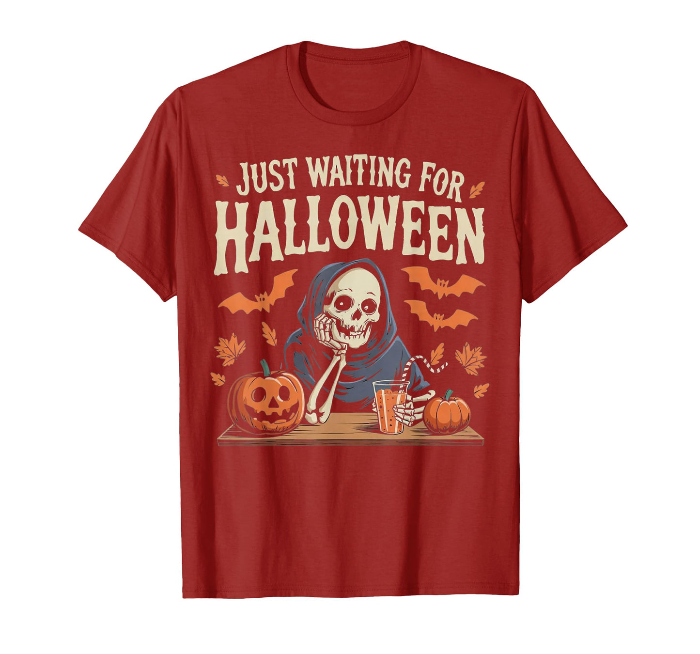 Just Waiting for Halloween Skeleton Fun Costume Party T-Shirt